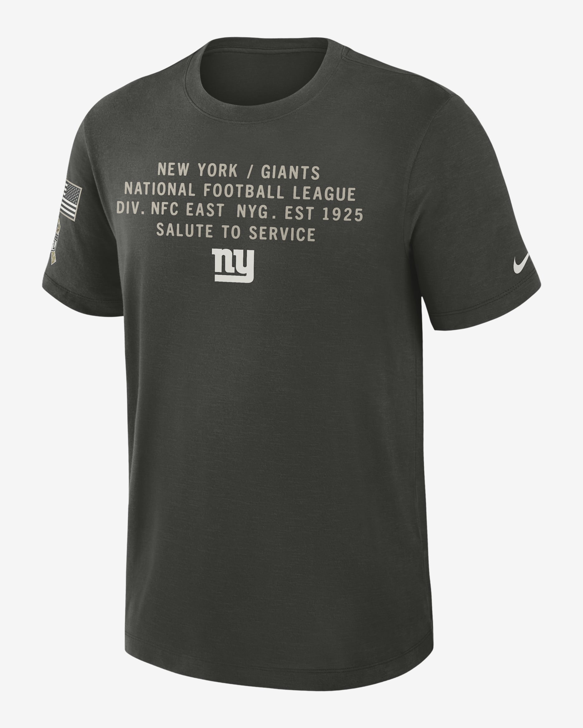 New York Giants Salute to Service Slub Men's Nike Dri-FIT NFL T-Shirt - Forest Green