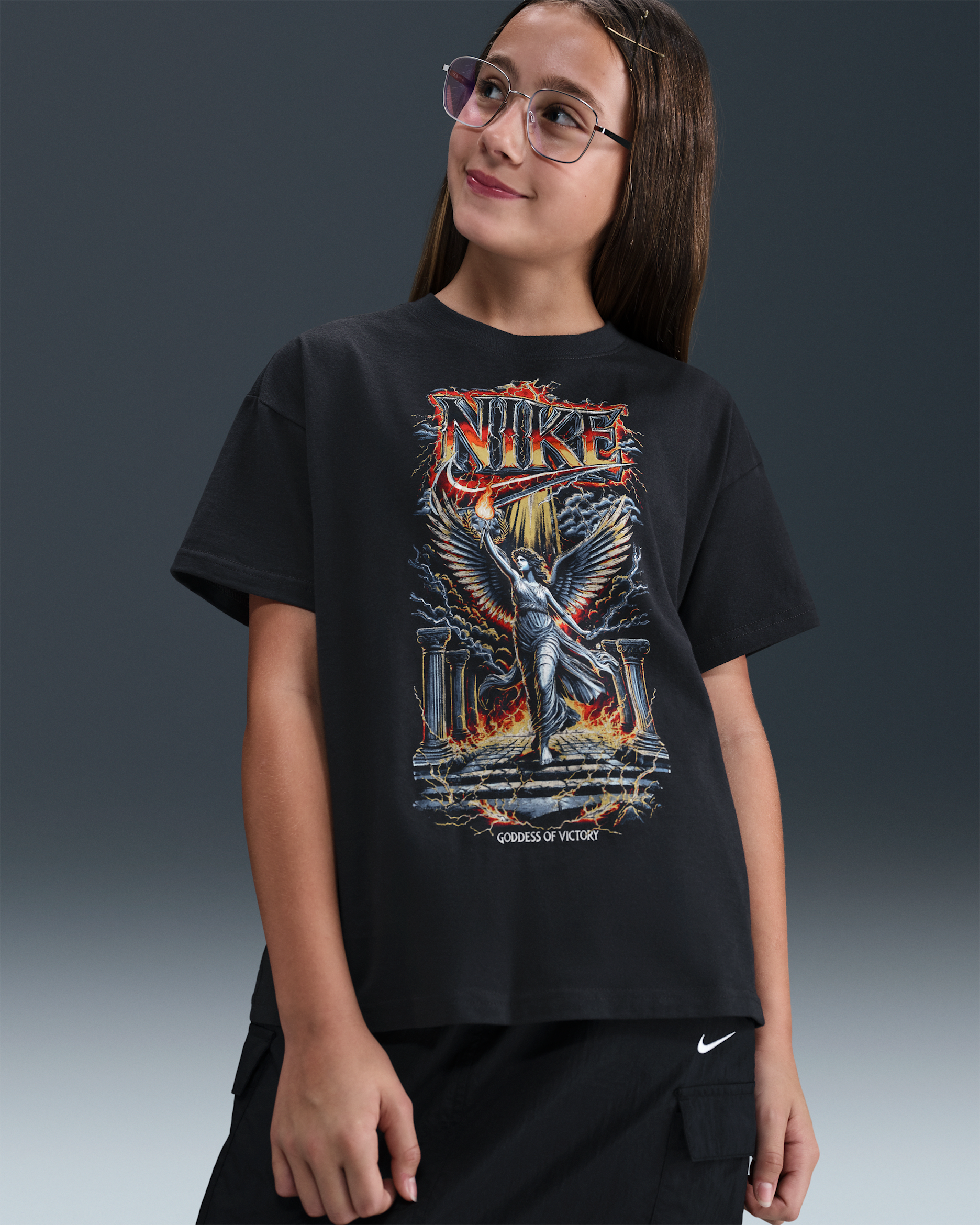 Nike Sportswear Essential Big Kids' (Girls') T-Shirt - Off Noir