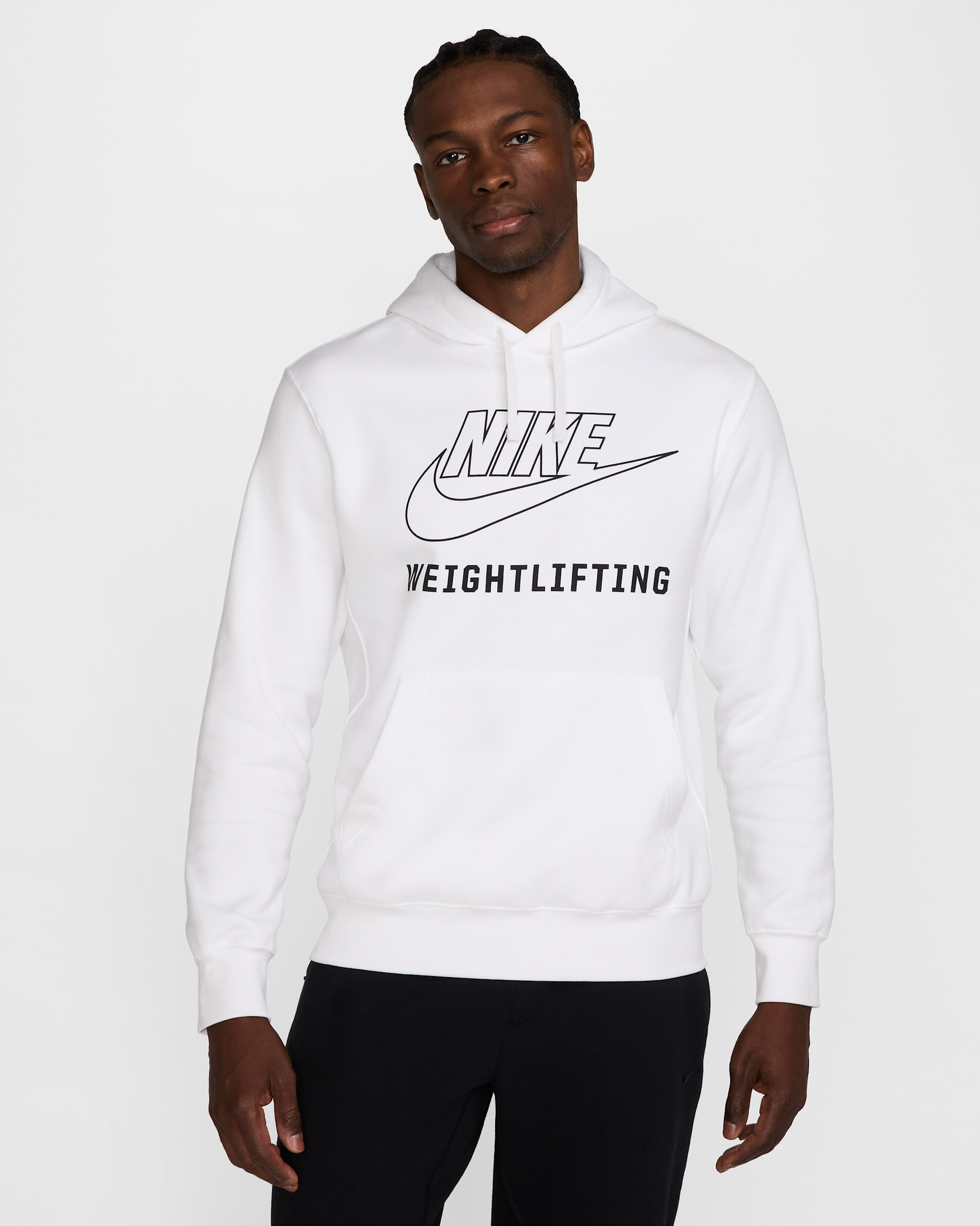 Sudadera con gorro sin cierre de halterofilia para hombre Nike - Blanco
