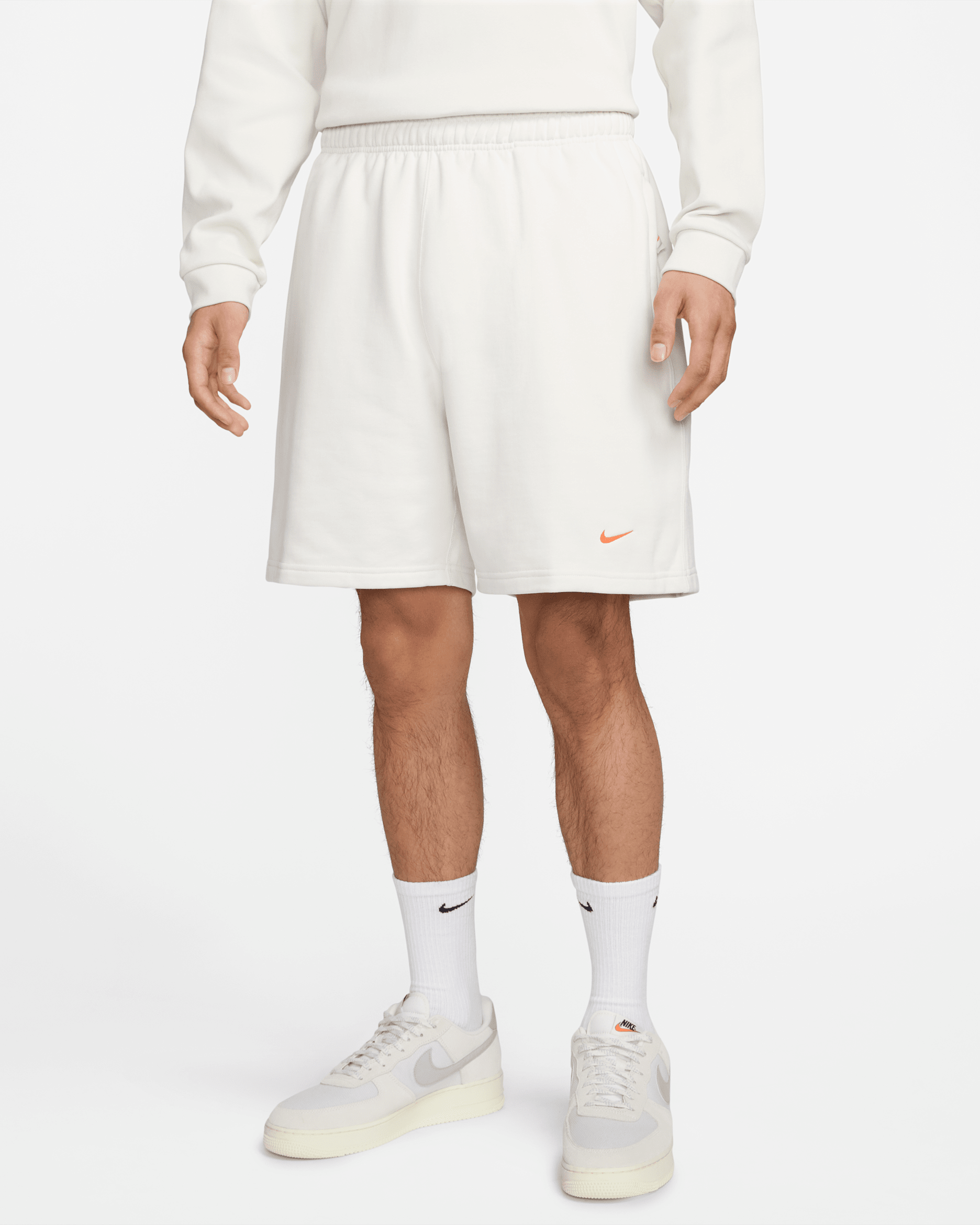 Nike Solo Swoosh 男款法國毛圈布短褲 - Phantom/Bright Crimson