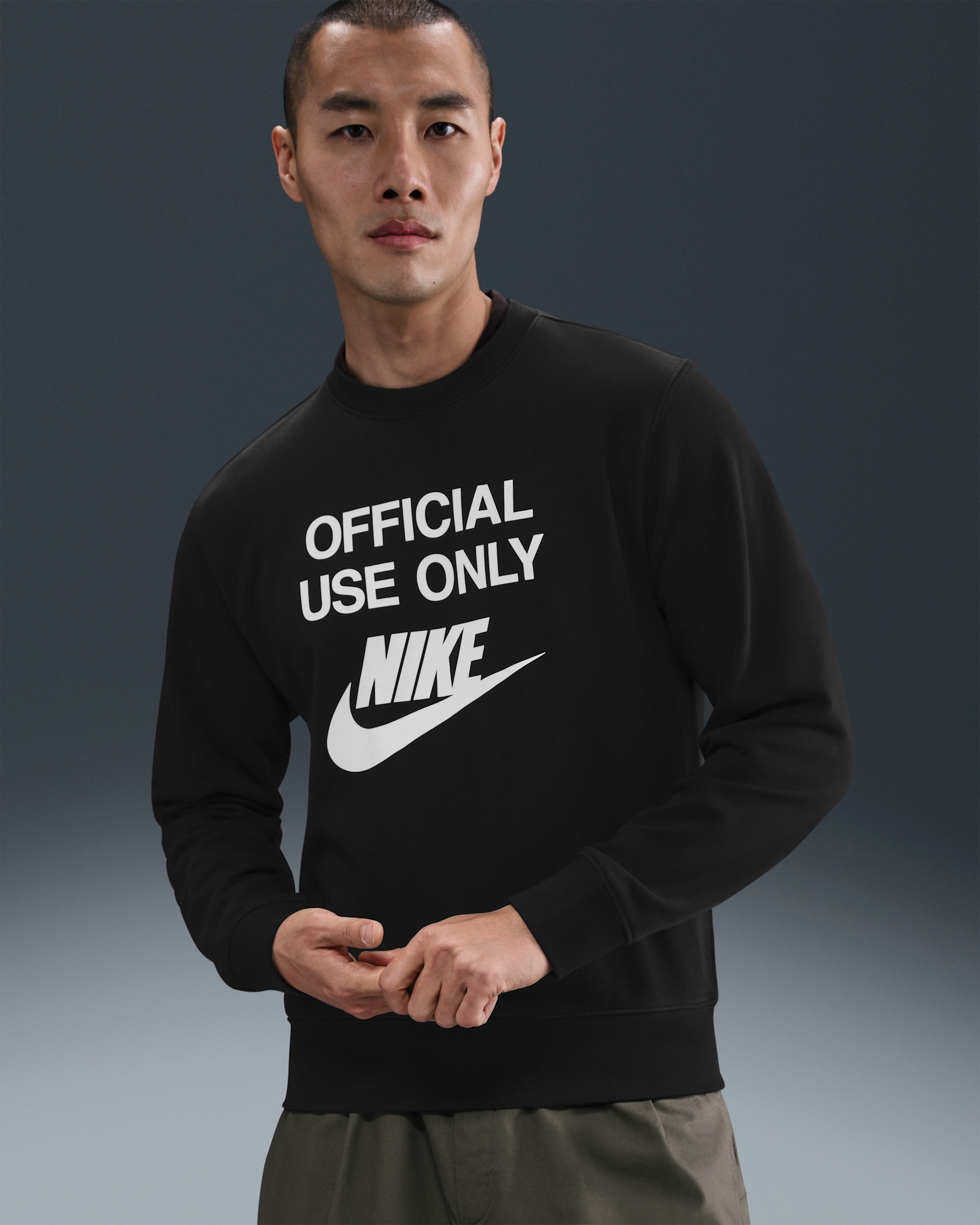 Nike Club Men's French Terry Crew - Black/White