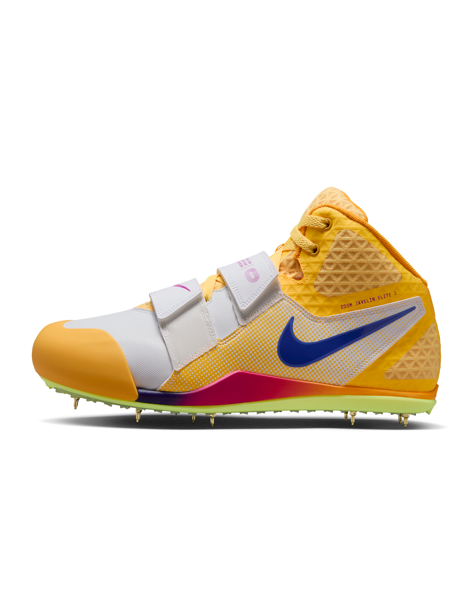 Tenis de atletismo para lanzamiento Nike Zoom Javelin Elite 3 - Limón pulso/Blanco/Naranja láser/Explosión índigo