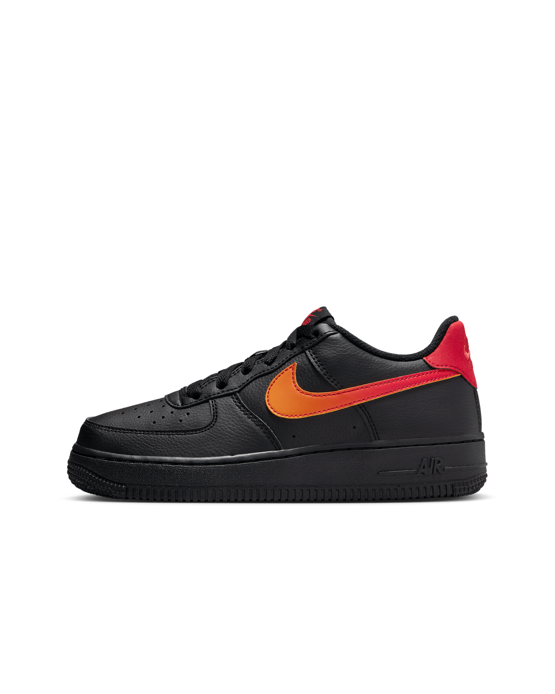 Nike Air Force 1 Low Older Kids' Shoes - Black/Fire Red/Bright Ceramic