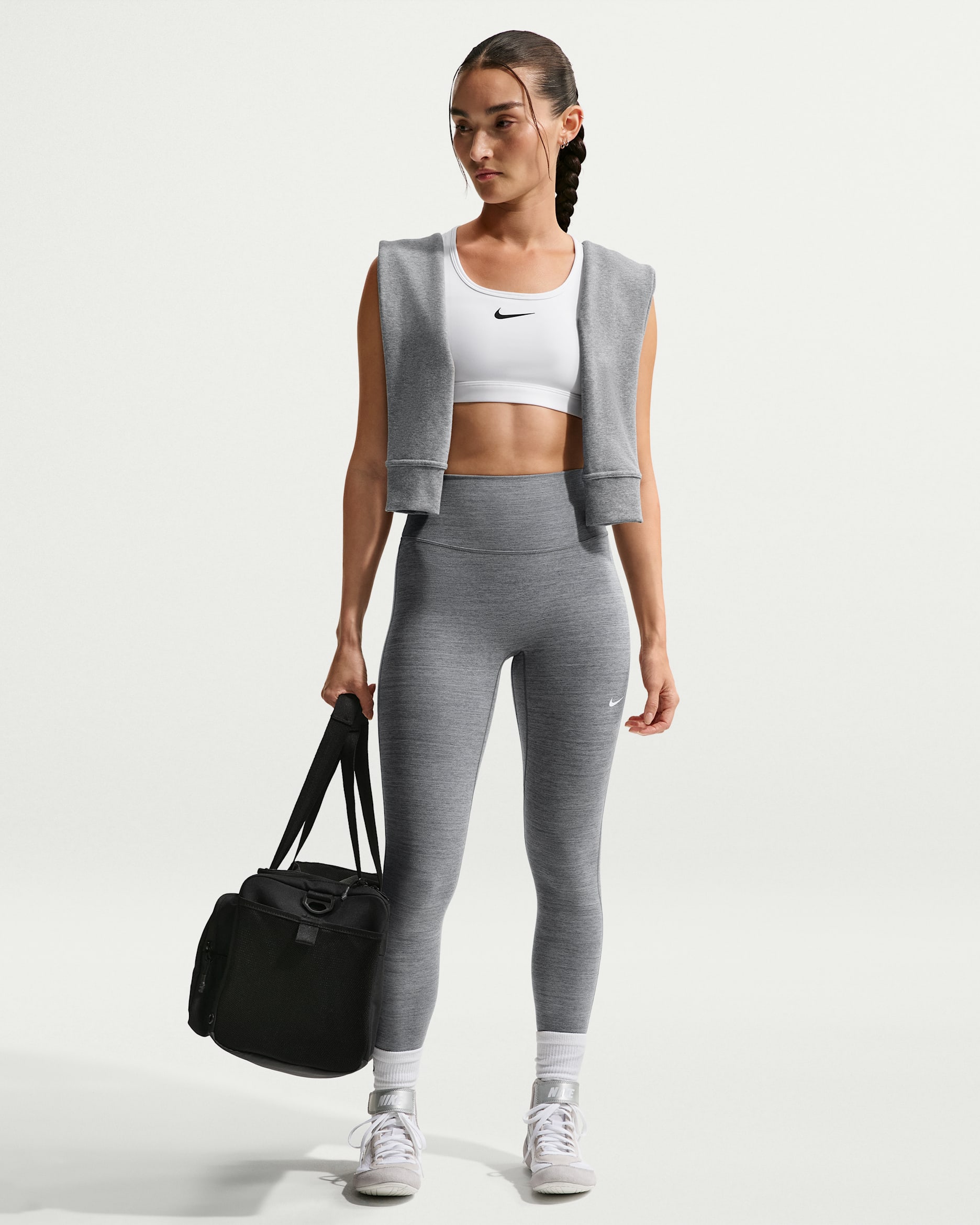 Leggings a 7/8 a vita alta Nike One – Donna - Smoke Grey/Heather/Bianco