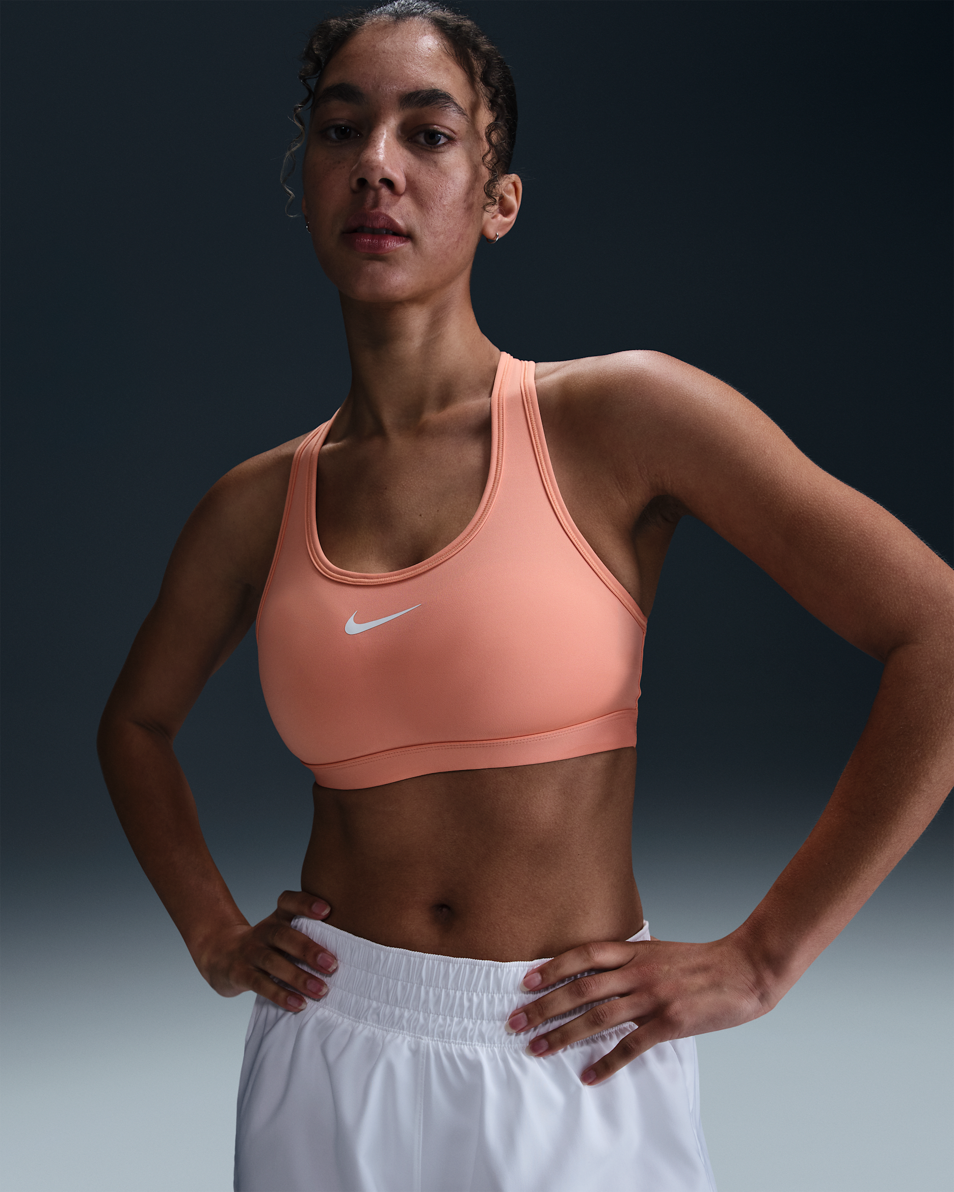 Nike Swoosh Medium-Support Women's Padded Sports Bra - Apricot Agate/White