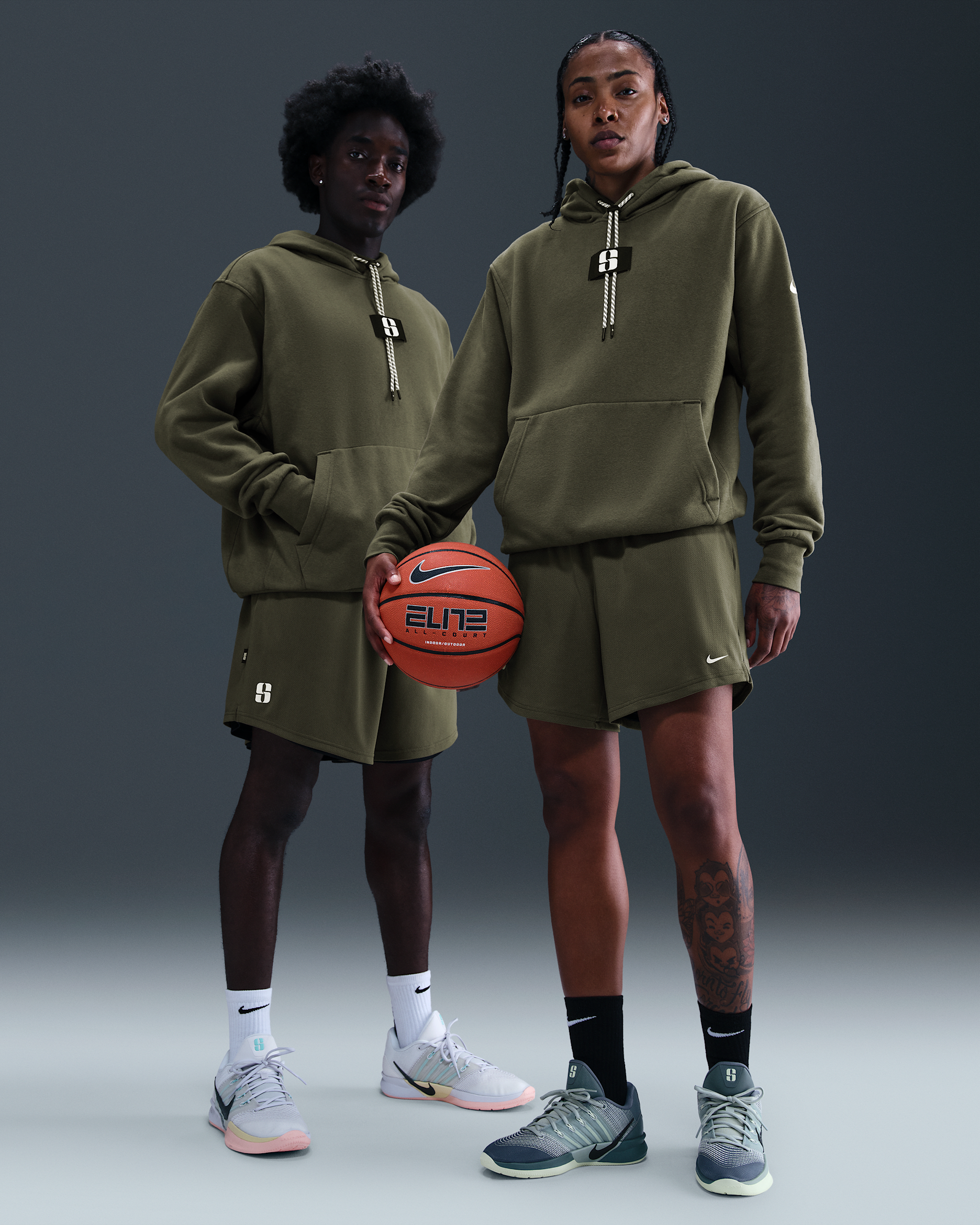 Shorts de básquetbol Dri-FIT reversibles Sabrina - Oliva medio/Negro/Blanco/Blanco