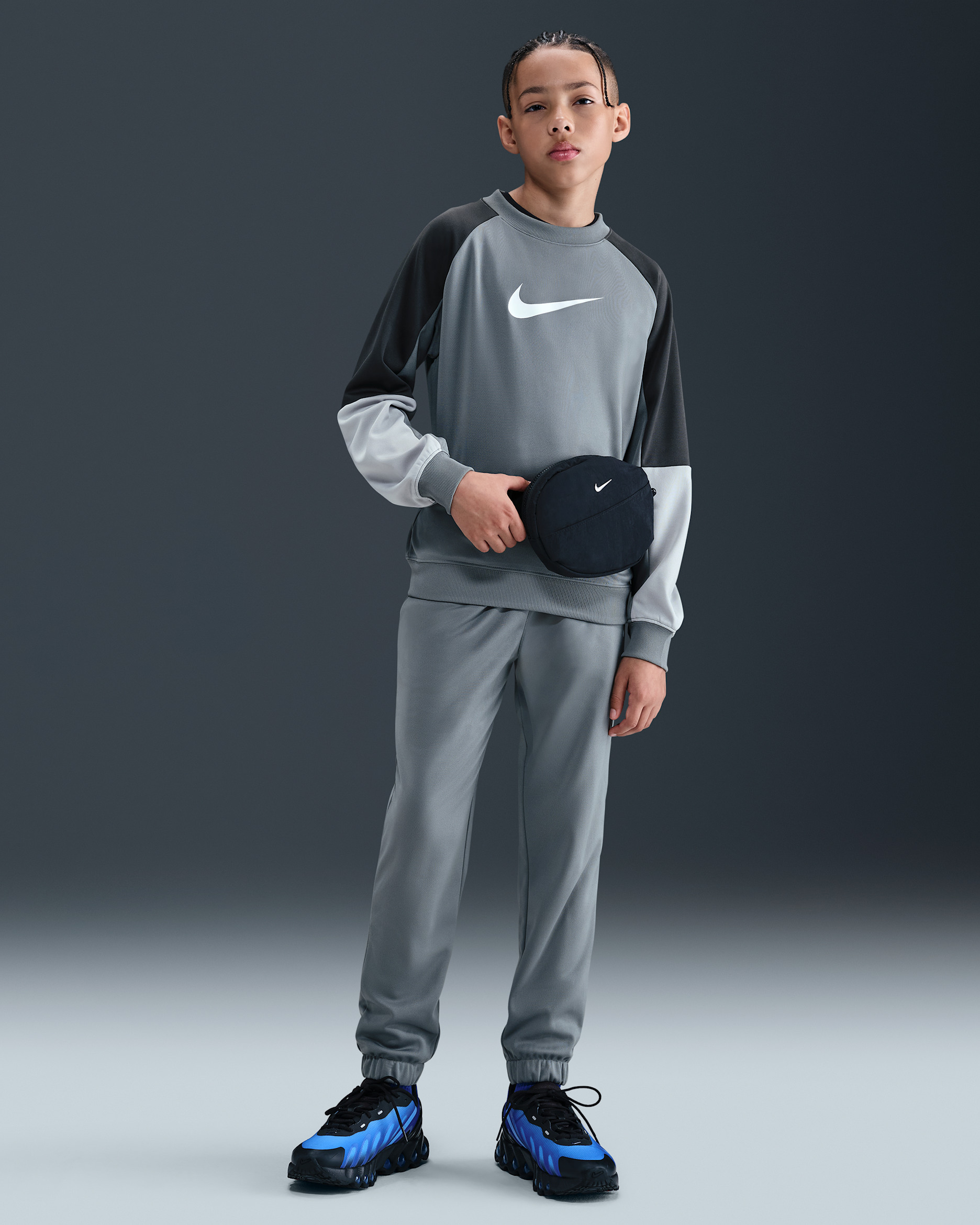 Nike Sportswear Older Kids' Dri-FIT Tracksuit - Smoke Grey/Anthracite/Light Smoke Grey/White