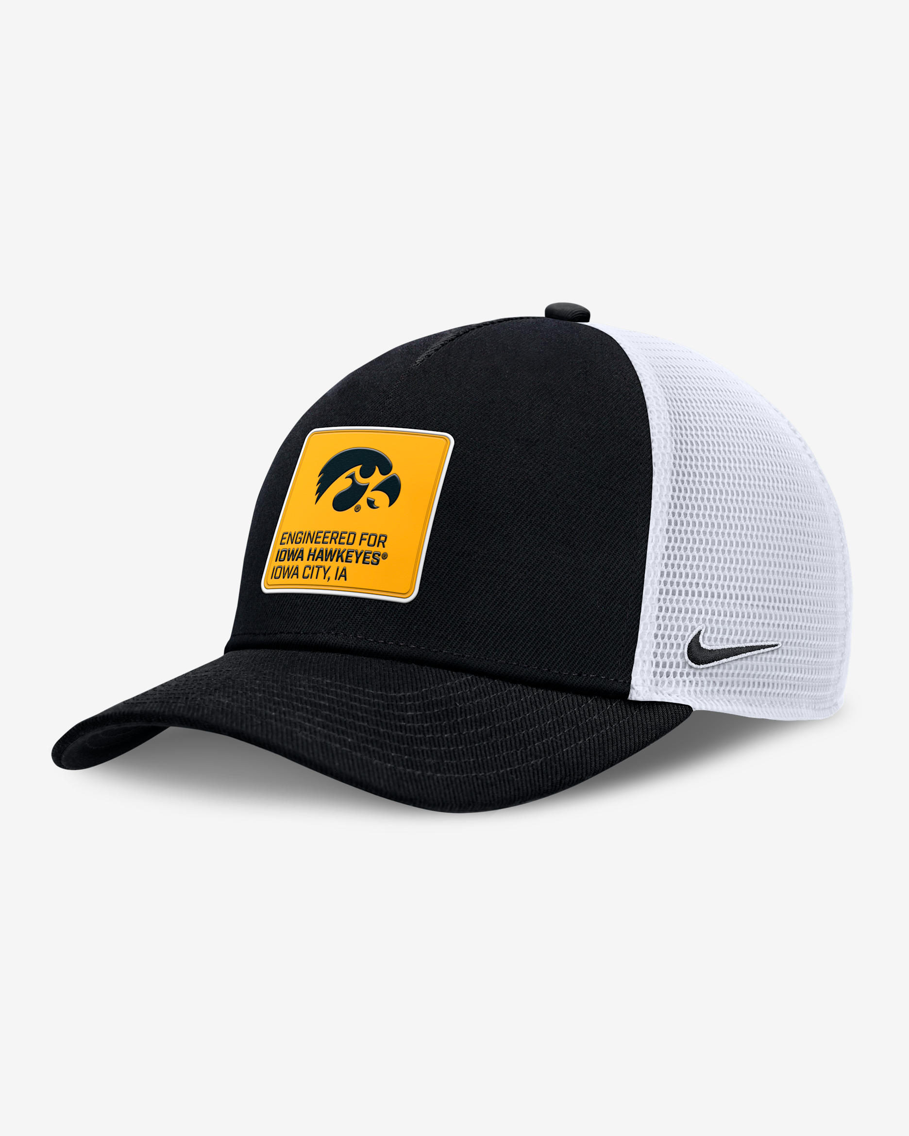 Iowa On-Field Rise Engineered Men's Nike College Trucker Adjustable Hat - Black
