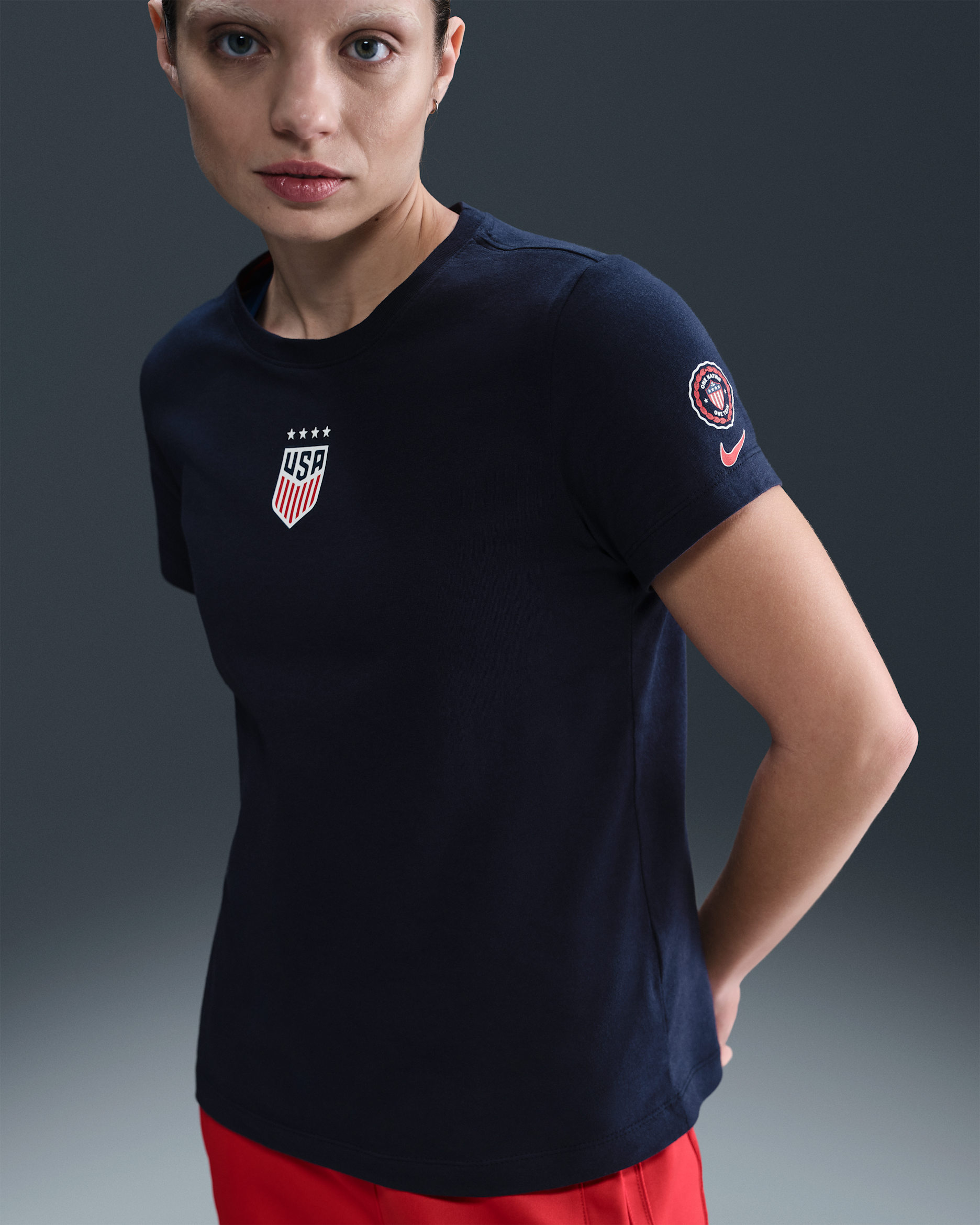 Playera de fútbol Nike para mujer USWNT - Obsidiana