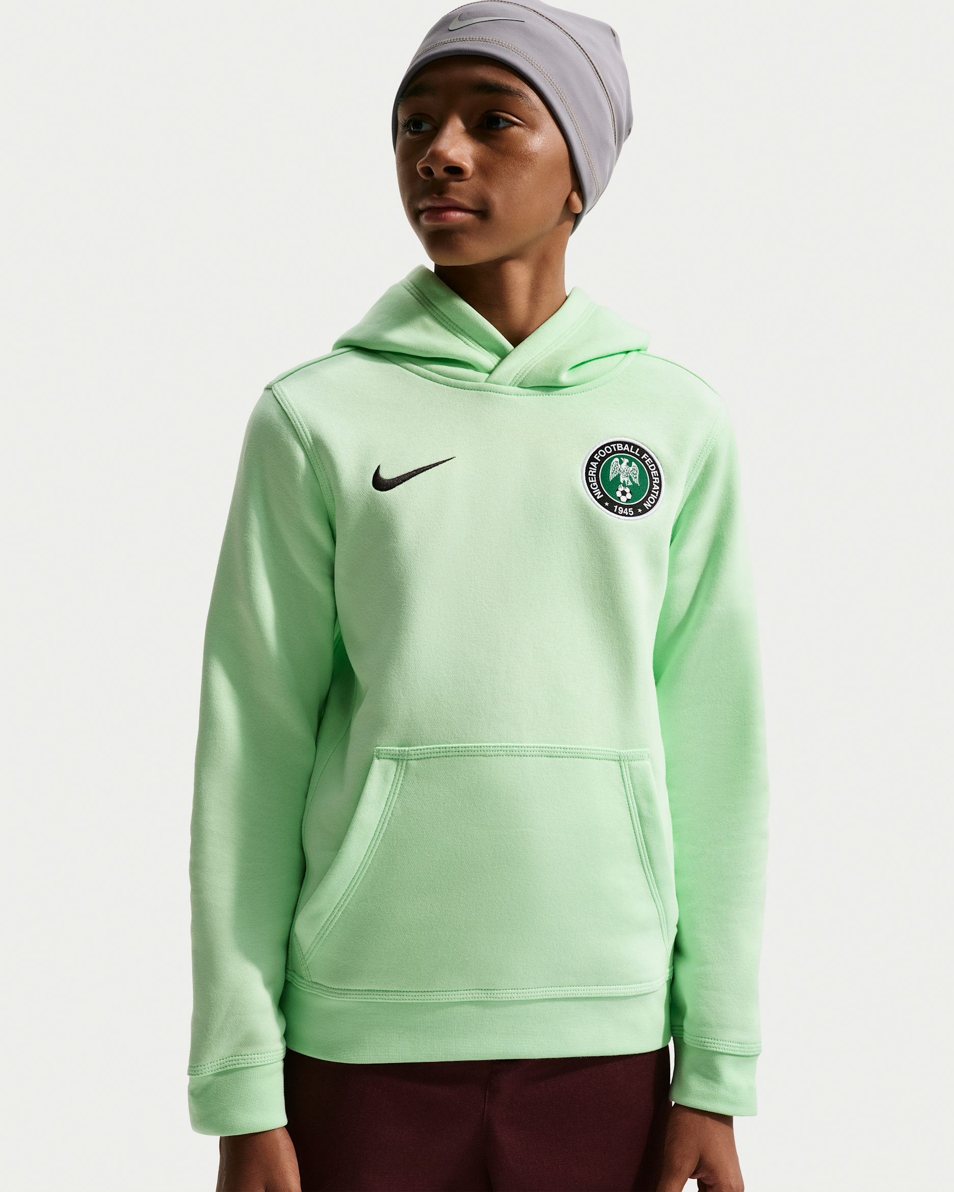Nigeria Club Big Kids' (Boys') Nike Soccer Pullover Hoodie - Vapor Green/Black