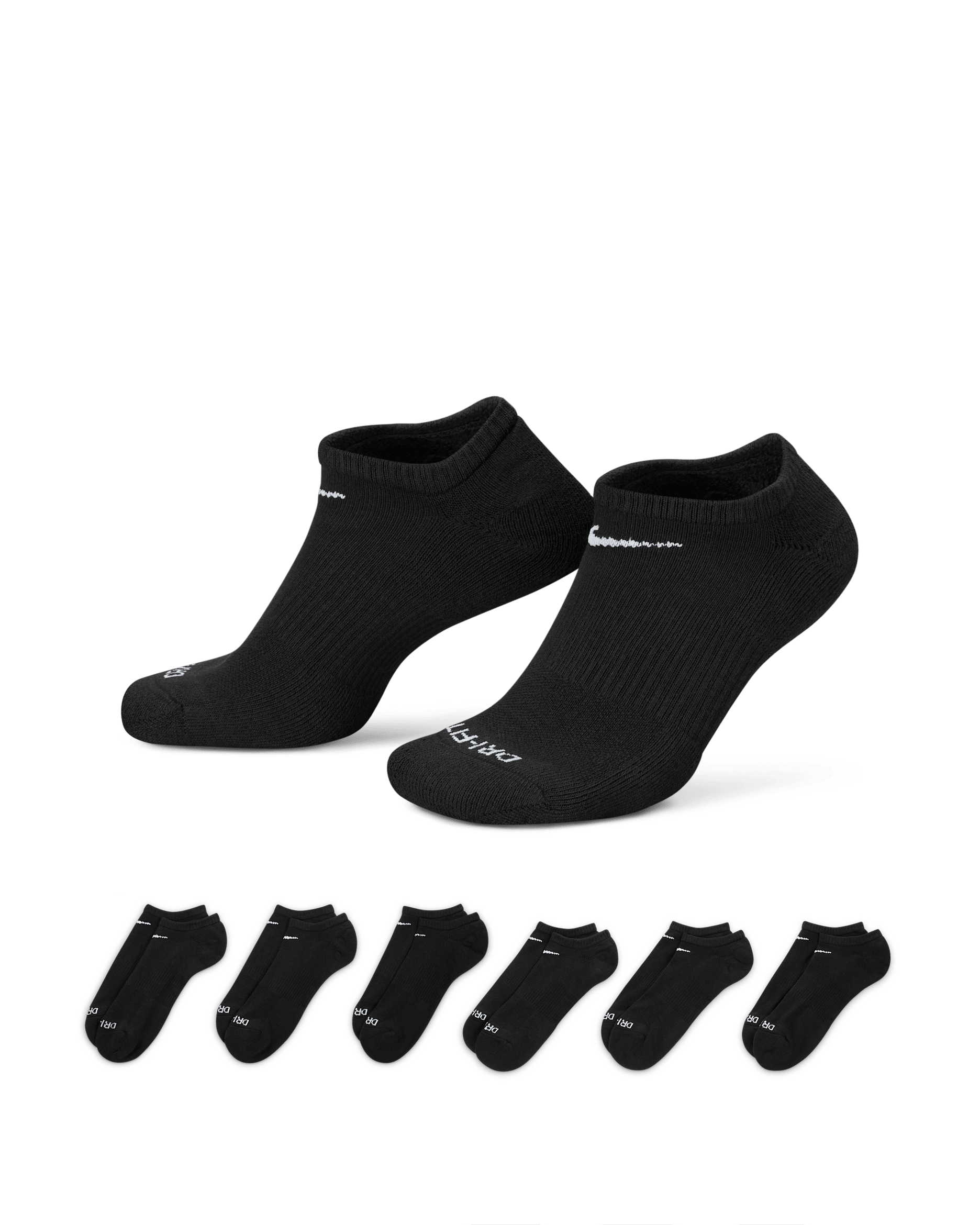 Calcetines invisibles de entrenamiento Nike Everyday Plus Cushioned (6 pares) - Negro/Blanco