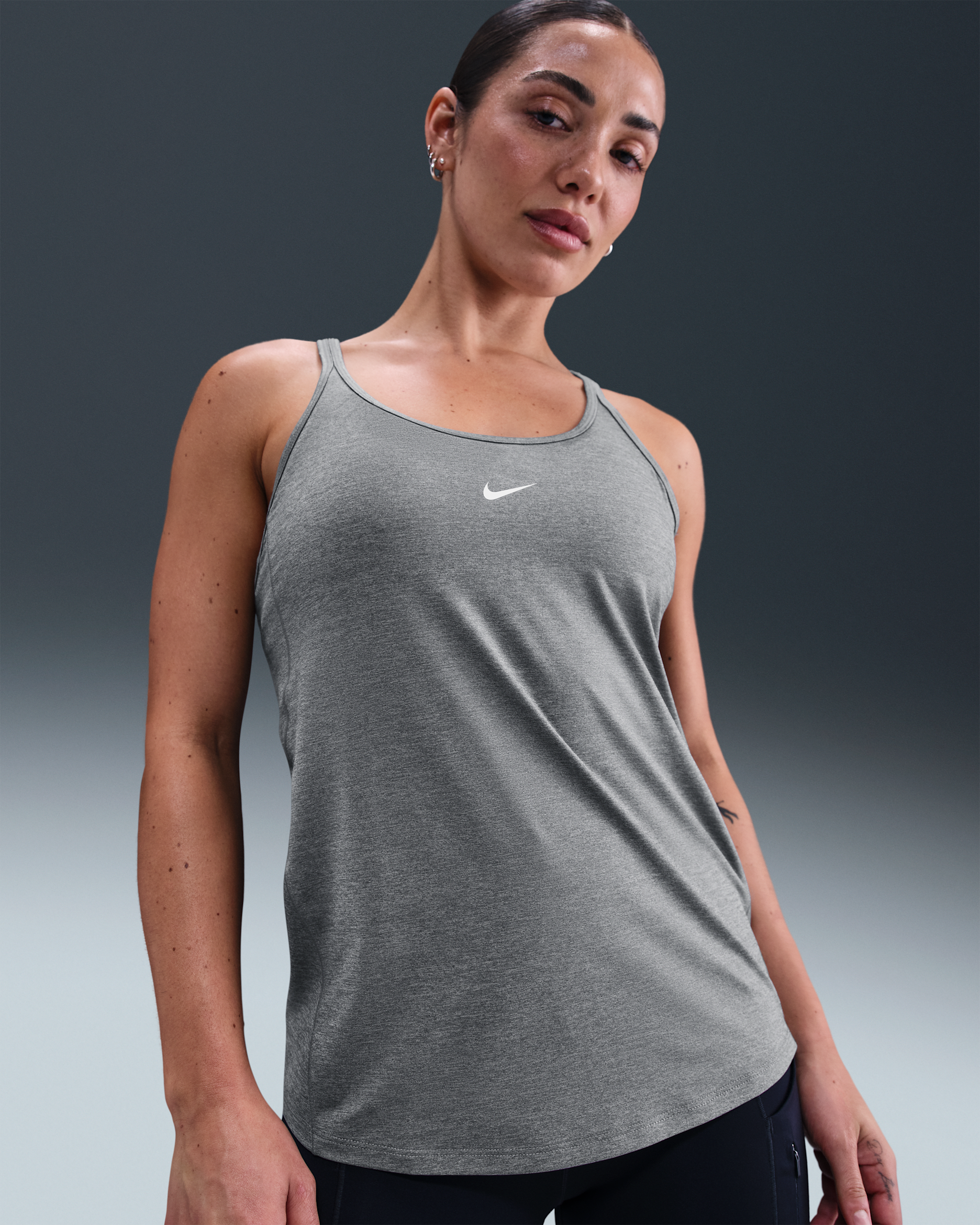 Nike One Classic Women's Dri-FIT Strappy Tank Top - Smoke Grey/Heather/White