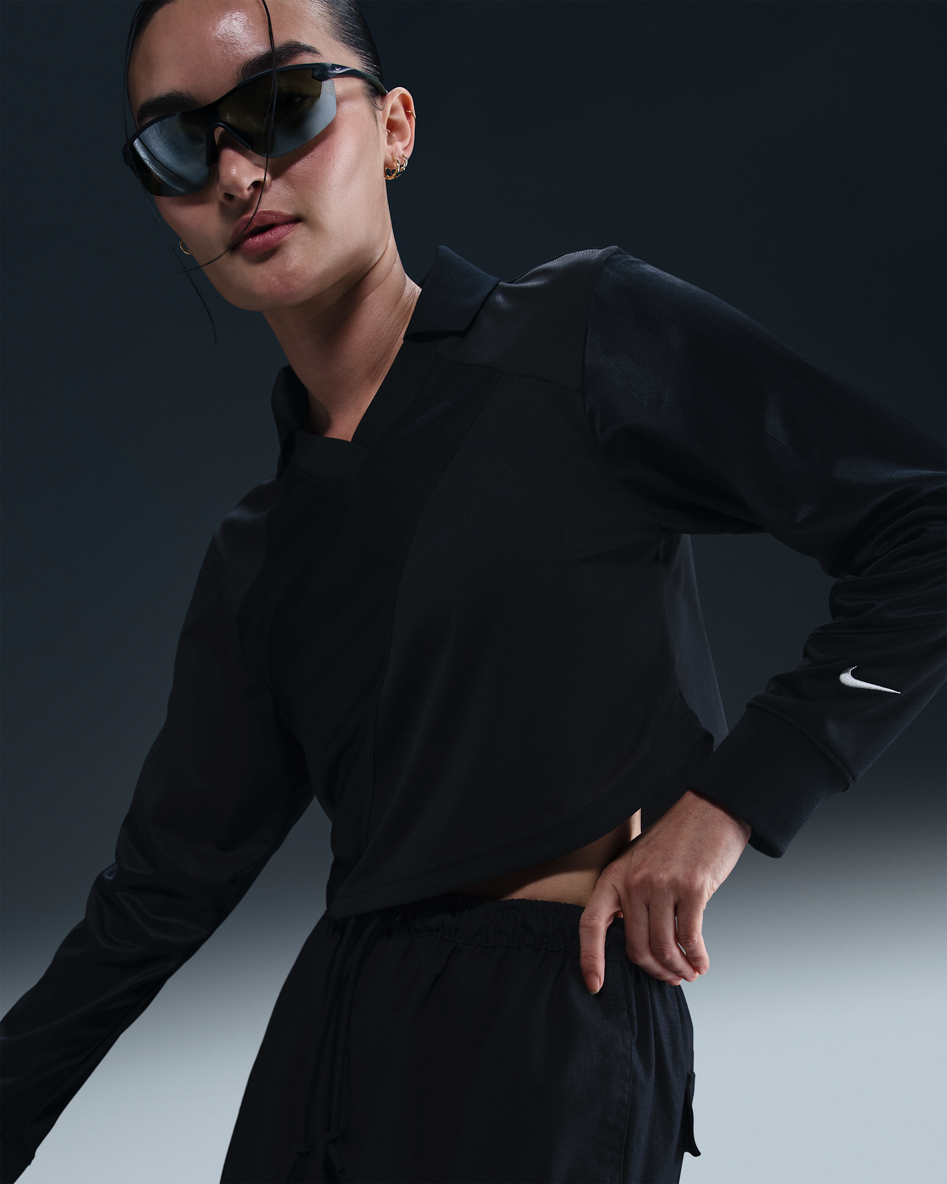 Nike Sportswear Women's Long-Sleeve Cropped Jersey - Black/Black/Sail