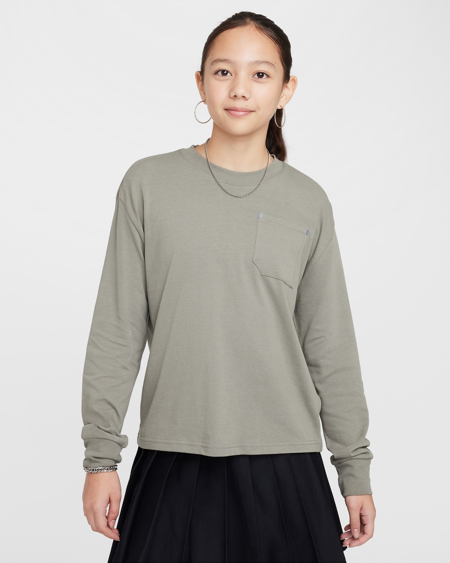 나이키 스포츠웨어 시티 유틸리티 주니어 긴팔 탑 - 다크 스투코/다크 스투코/블랙