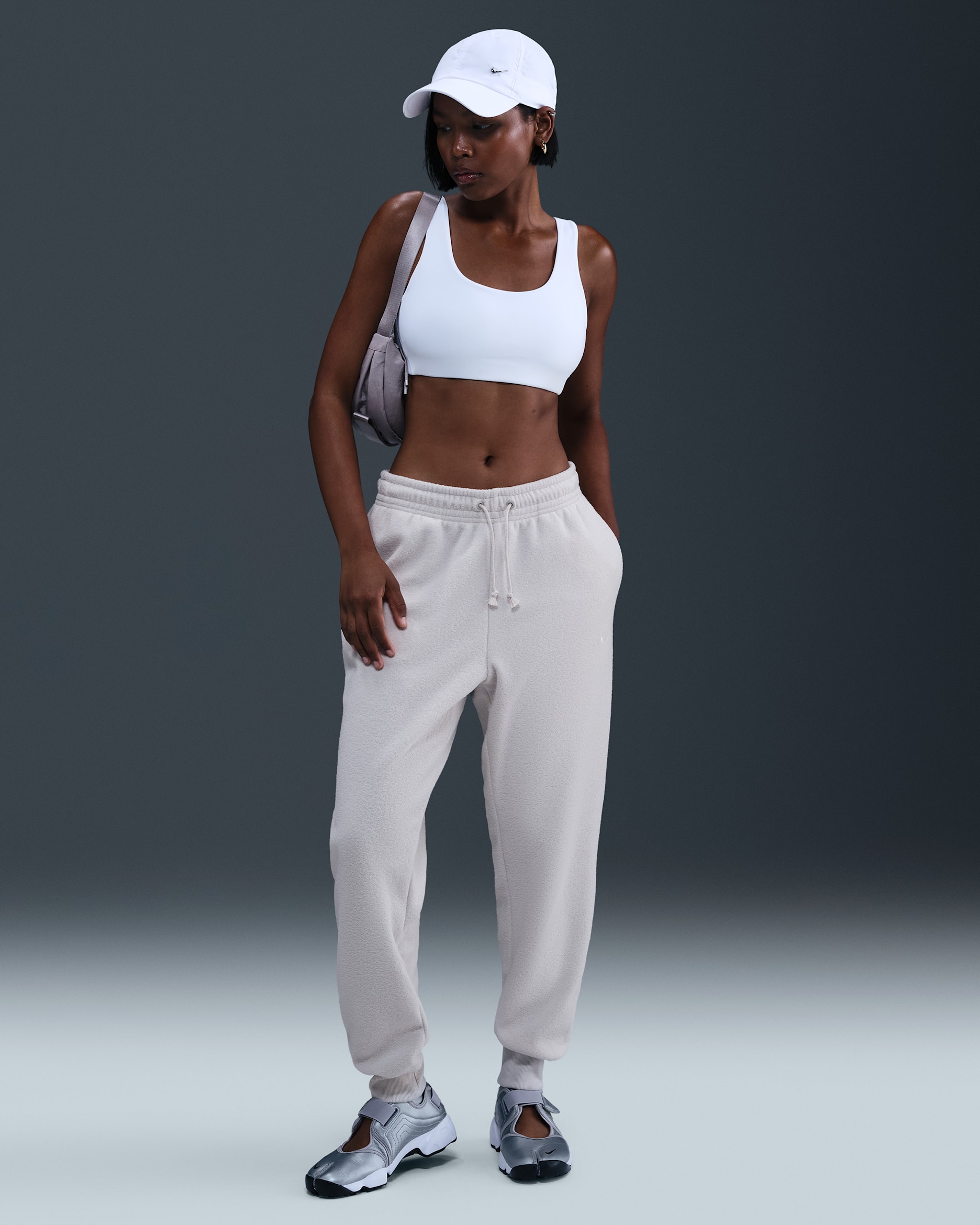 Nike Sportswear Phoenix Plush Women's Mid-Rise Cozy Fleece Pants - Light Bone/Sail