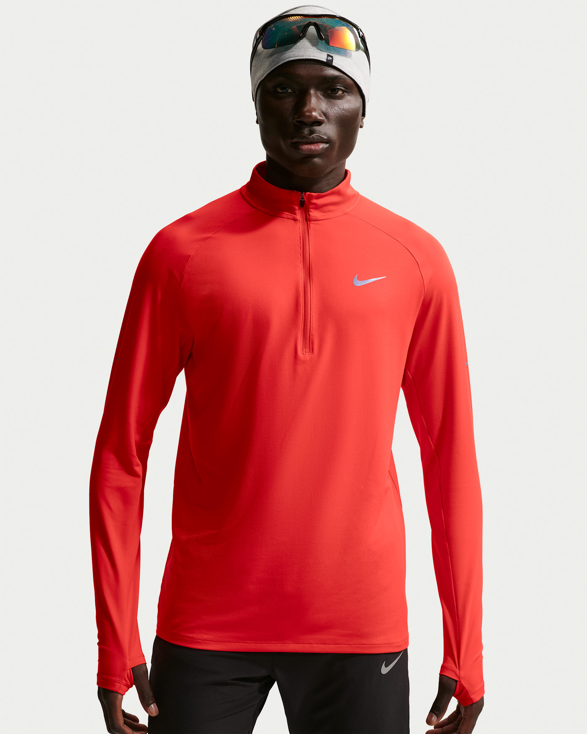 Löpartröja Nike Stride Dri-FIT med kvartslång dragkedja för män - Light Crimson