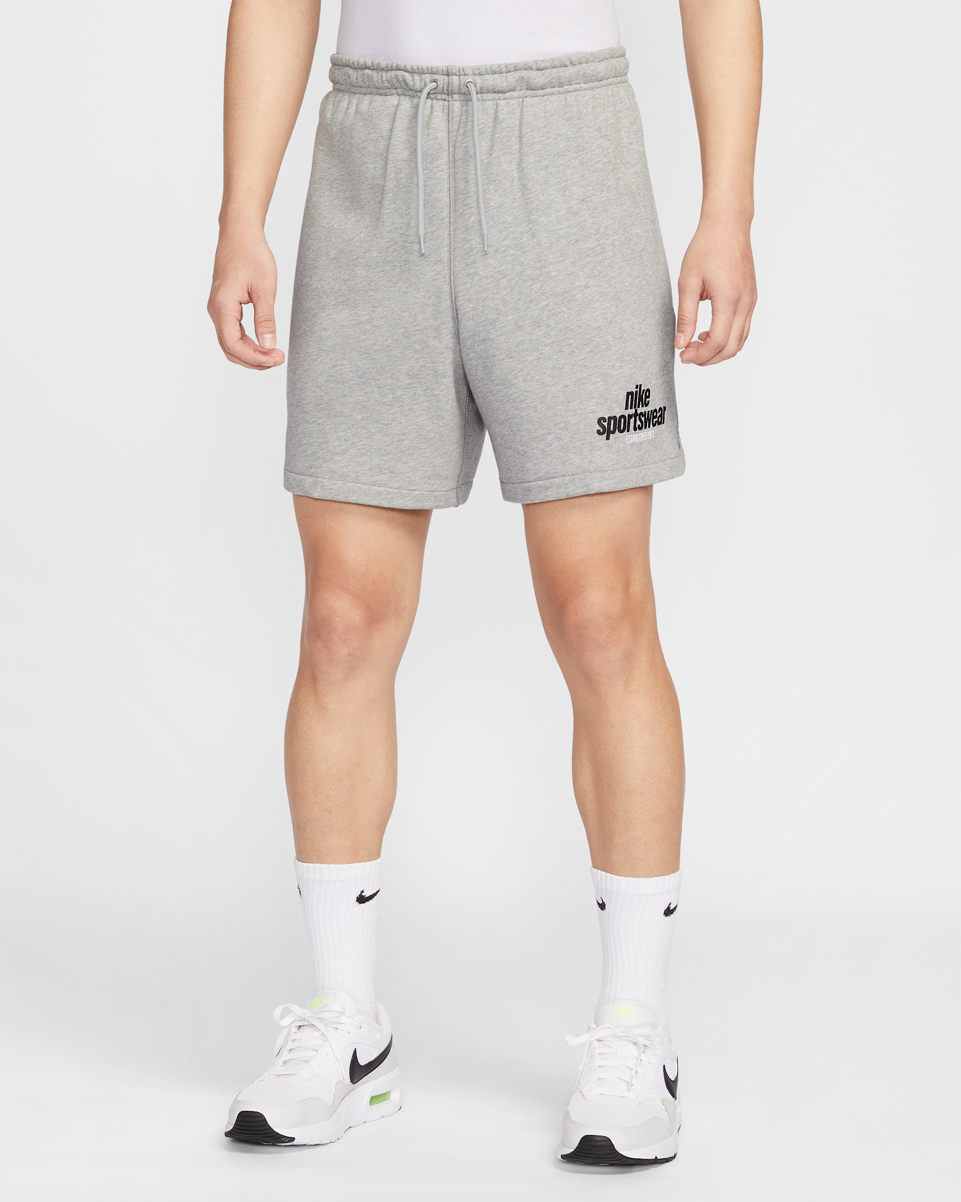 나이키 클럽 남성 프렌치 테리 플로우 쇼츠 - 다크 그레이 헤더/라이트 스모크 그레이/블랙