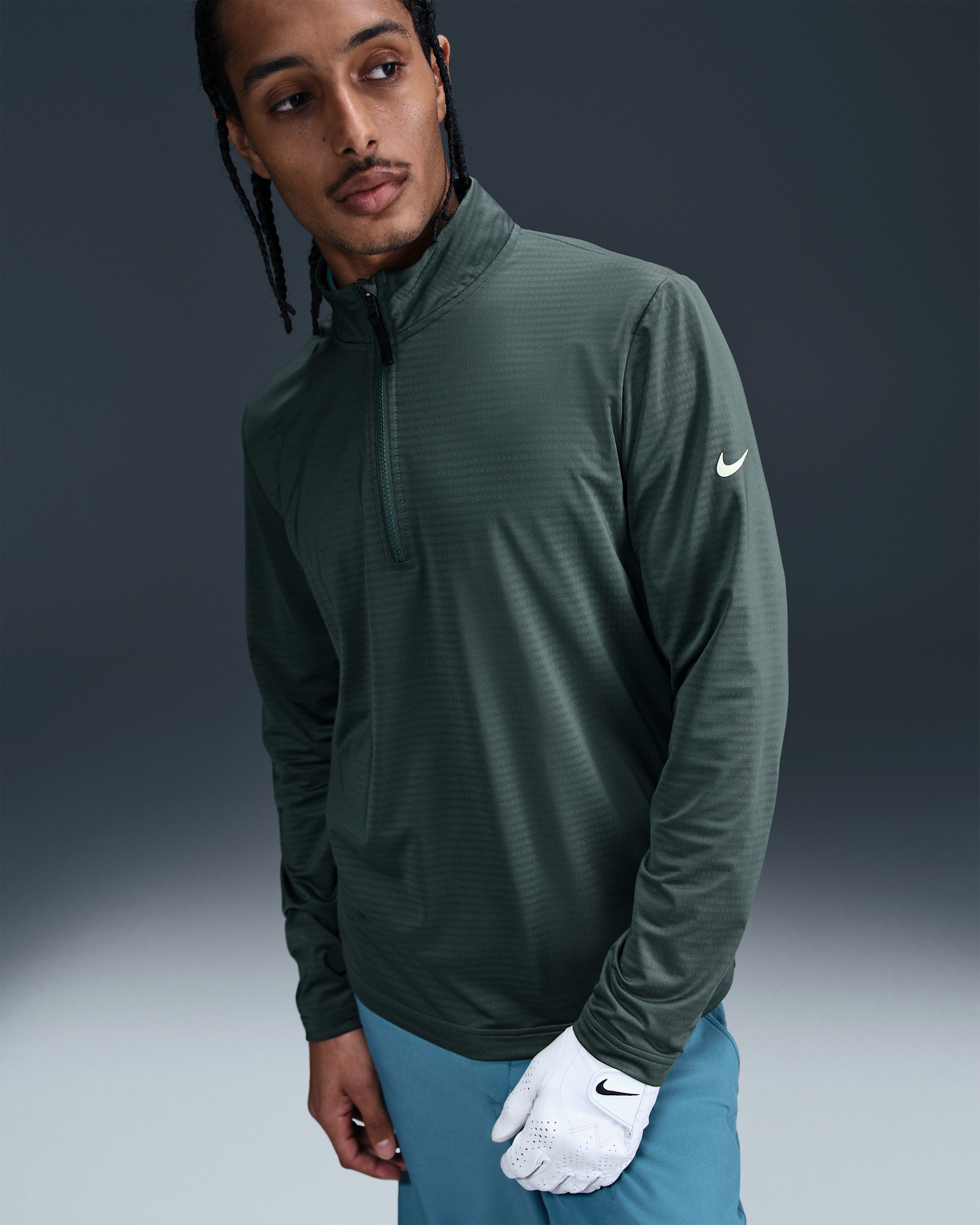 Nike Victory Men's Dri-FIT 1/2-Zip Golf Top - Vintage Green/Pale Ivory