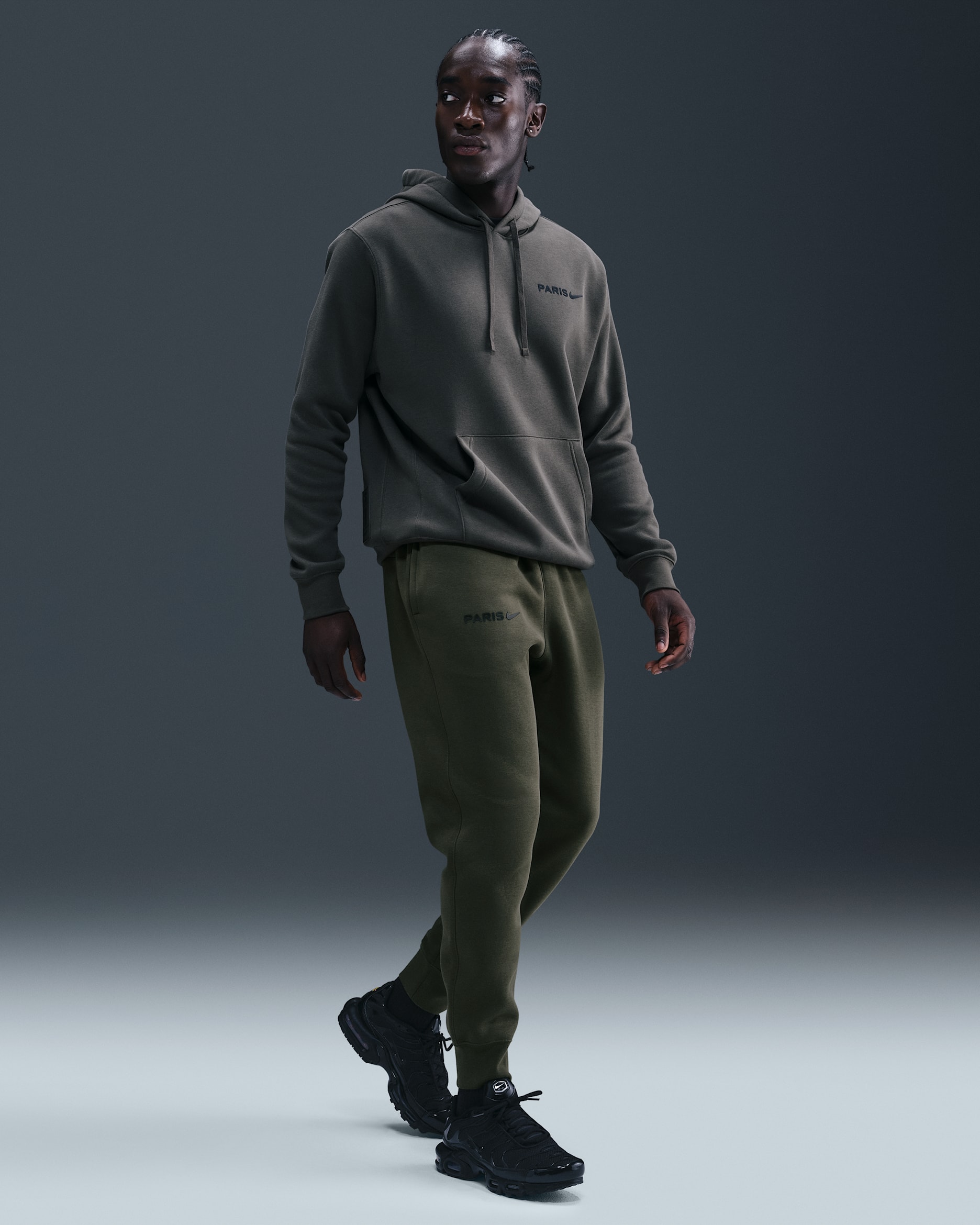 Paris Saint-Germain Club Men's Nike Football Fleece Joggers - Cargo Khaki/Black