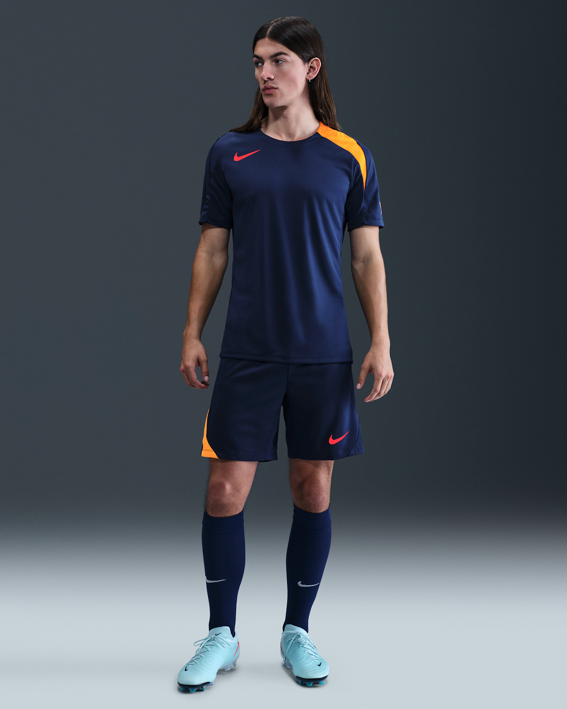 Ανδρικό ποδοσφαιρικό σορτς Dri-FIT Nike Strike - Blue Void/Blue Void/Laser Orange/Bright Crimson