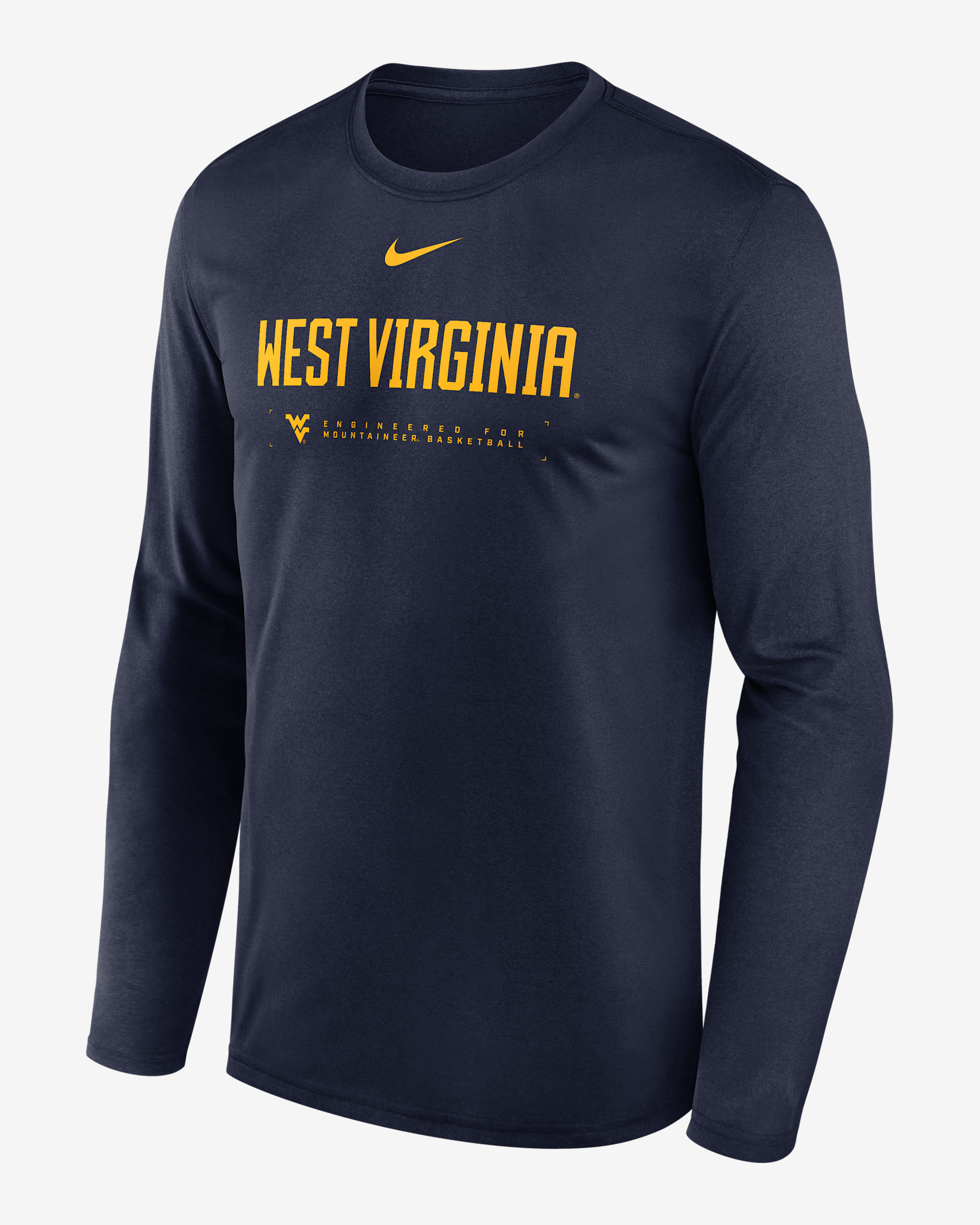 West Virginia Courtside Basketball Shootaround Legend Men's Nike Dri-FIT College Long-Sleeve T-Shirt - Navy