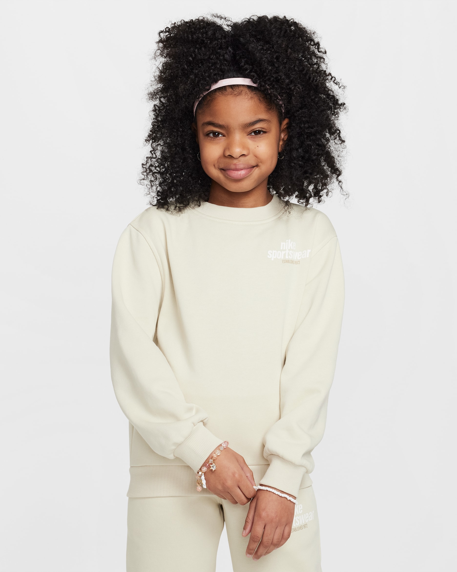 Nike Sportswear Club Big Kids' French Terry Sweatshirt - Light Khaki/Parachute Beige/Sail