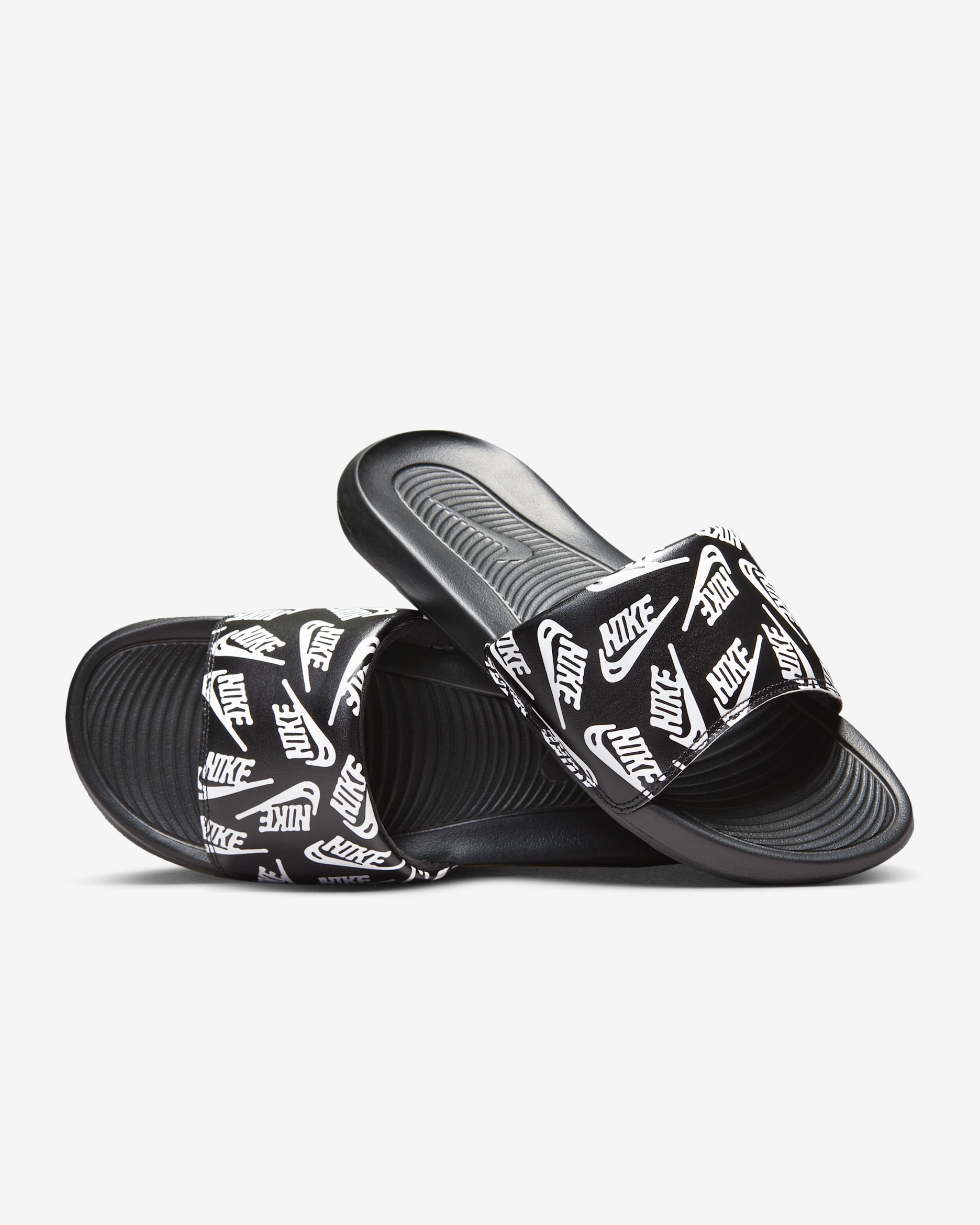 Nike Victori One Men's Printed Slides - Black/Black/White