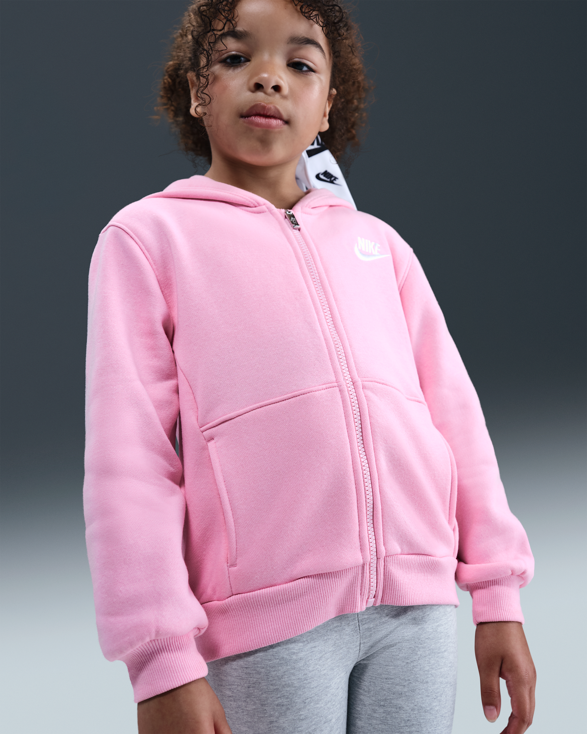 Nike Sportswear Club Little Kids' Fleece Full-Zip Hoodie - Medium Soft Pink