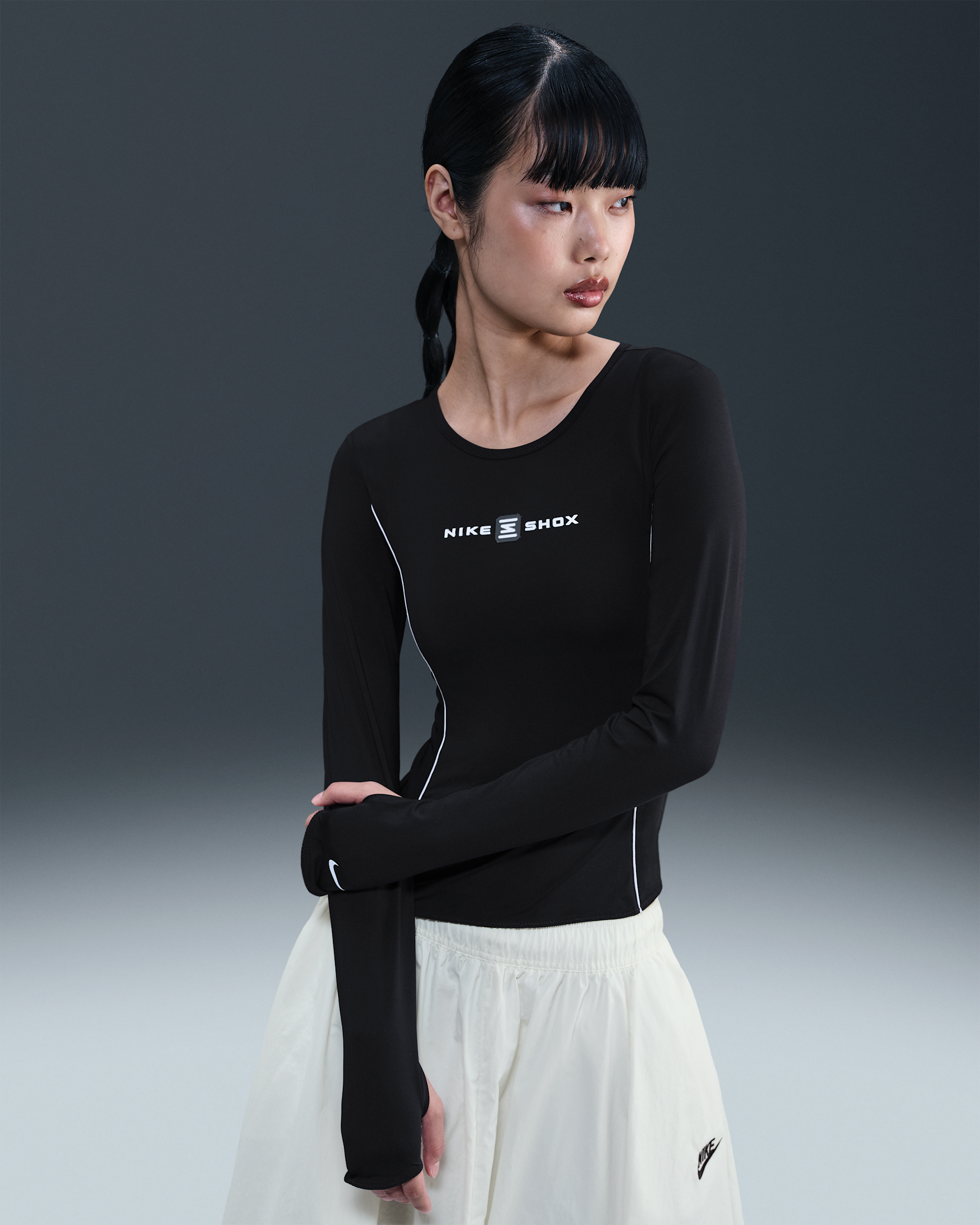 Haut à manches longues Nike Sportswear Shox pour femme - Noir/Noir