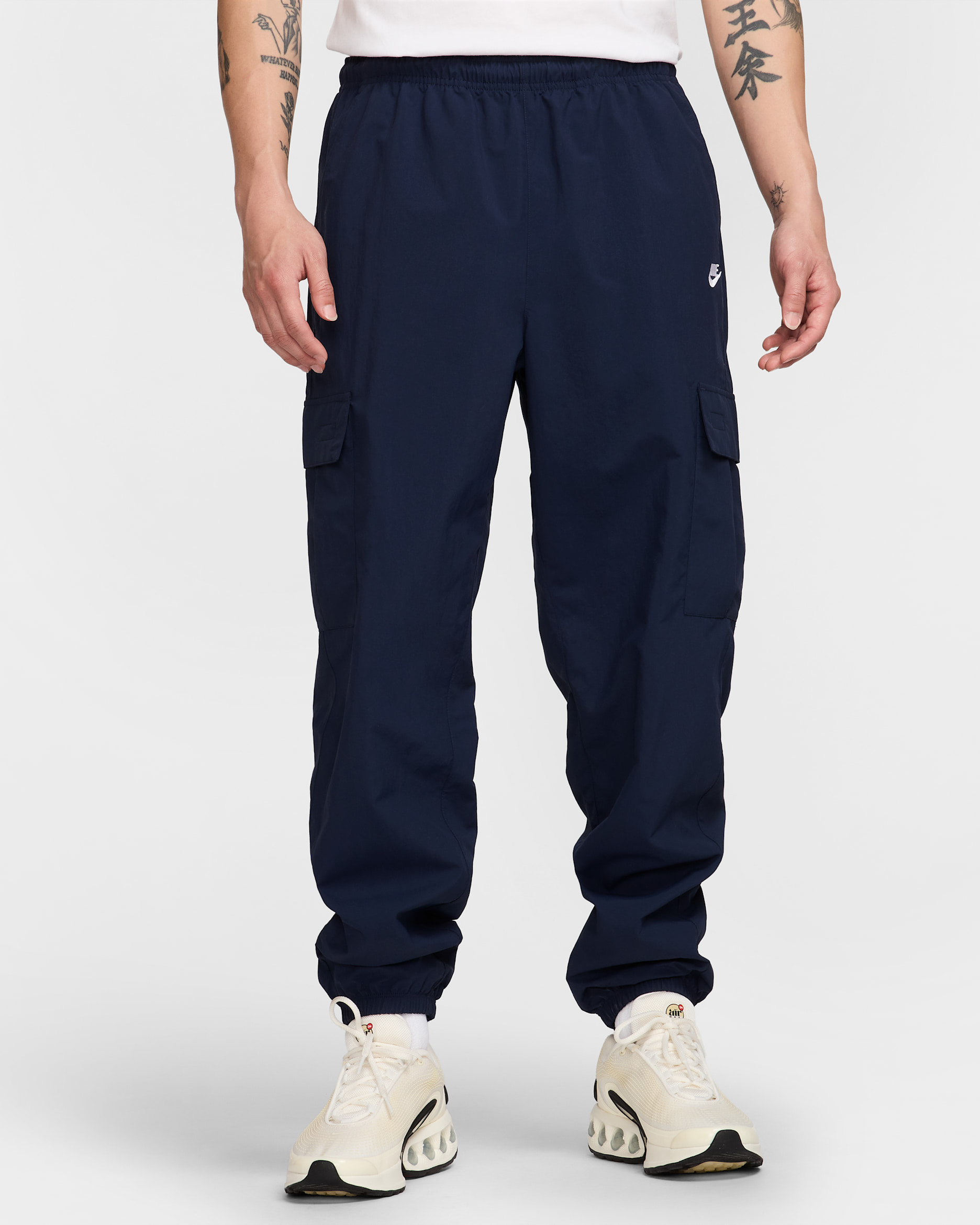 Nike Club vevd cargobukse til herre - Obsidian/Hvit