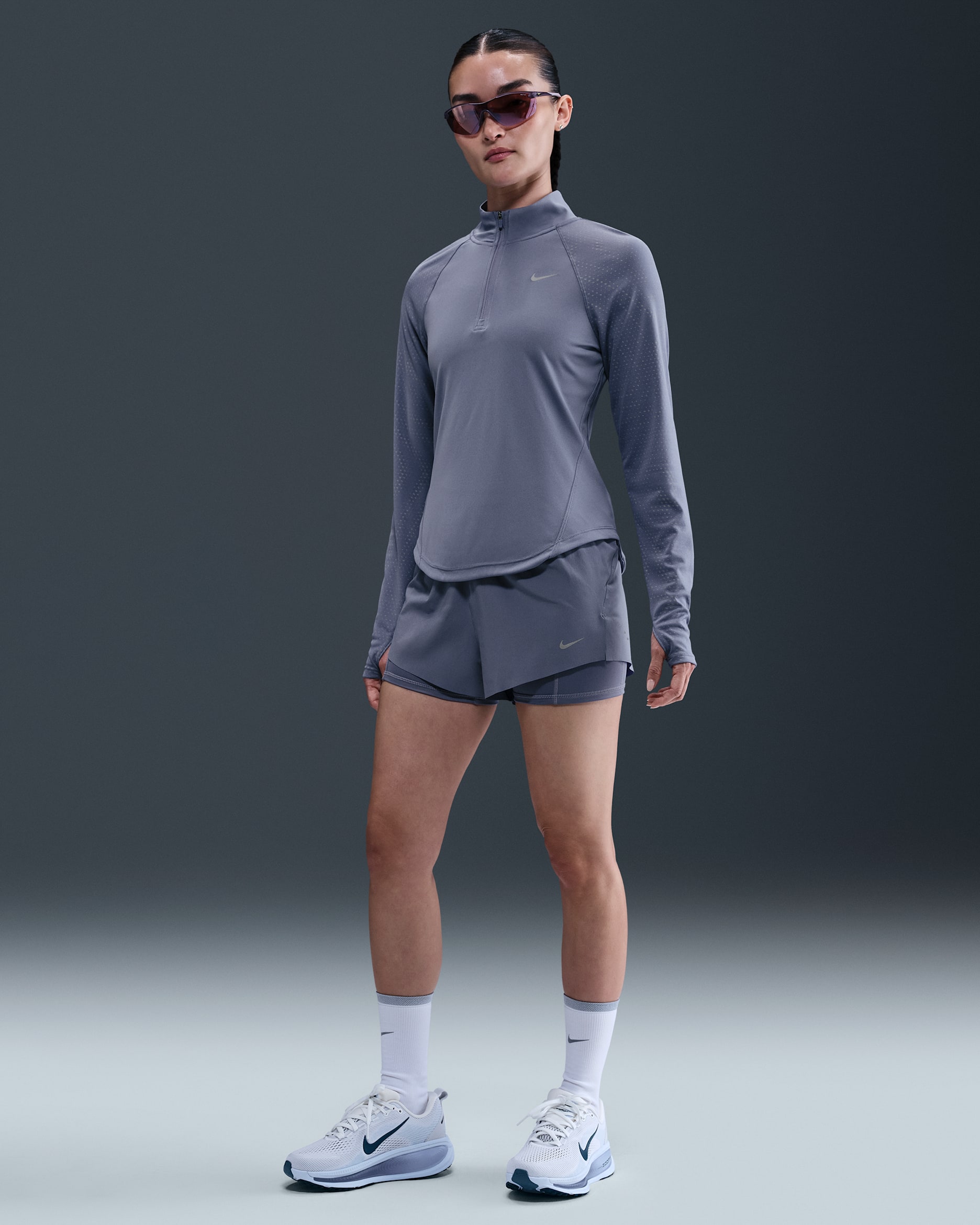 Nike Swift 女款 Dri-FIT 中腰二合一跑步短褲 - World Indigo