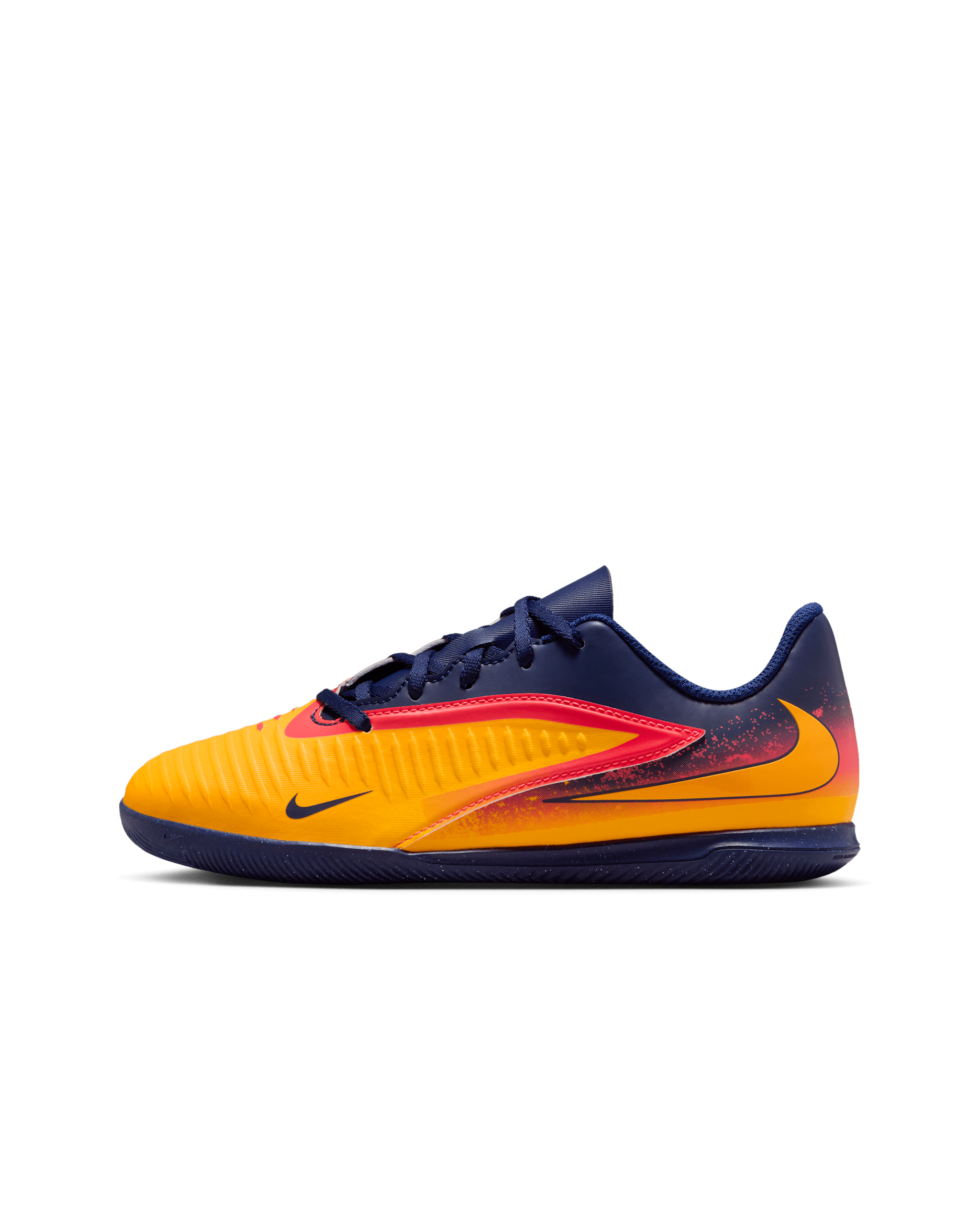 Nike Jr. Phantom 6 Low Club 'Erling Haaland' Older Kids' Indoor/Court Football Shoe - Laser Orange/Blue Void/Lemon Venom