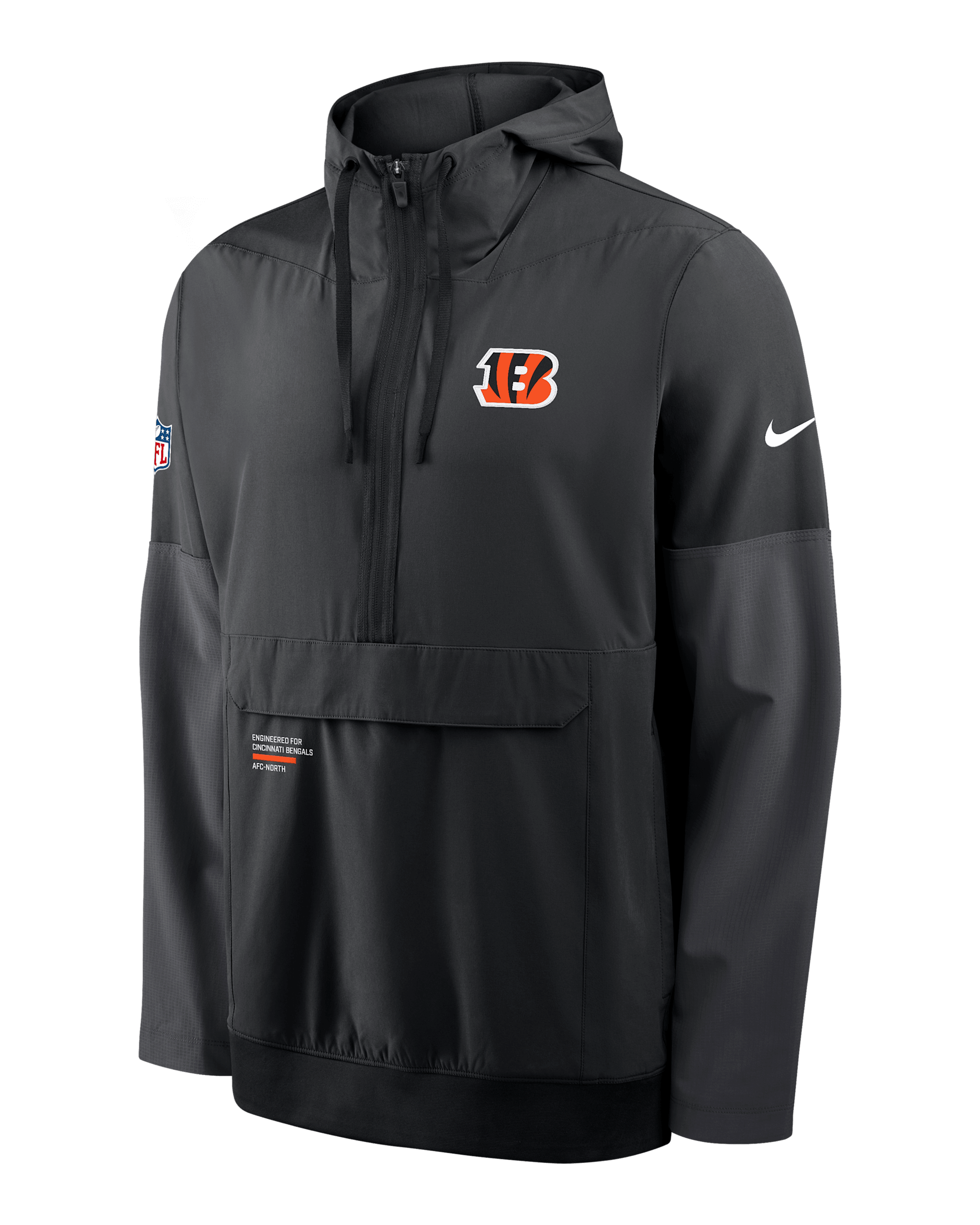 Cincinnati Bengals Well Rounded Anorak Men's Nike NFL 1/2-Zip Hooded Jacket - Black
