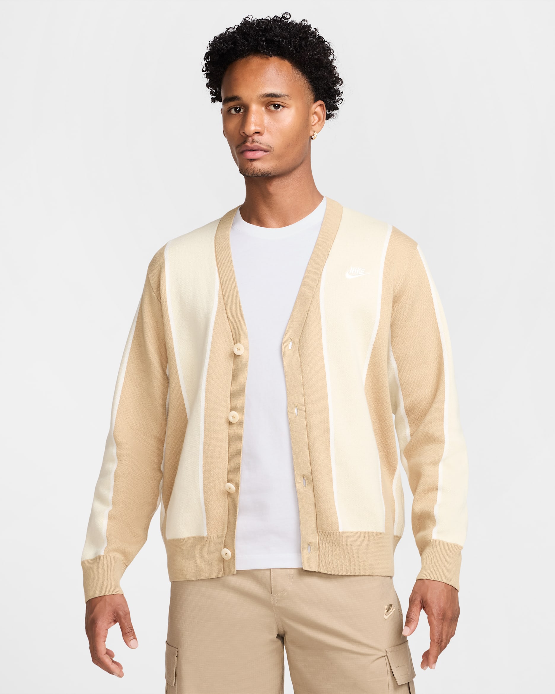 Nike Club Men's Fairway Stripe Sweater - Parachute Beige/Light Khaki/Sail