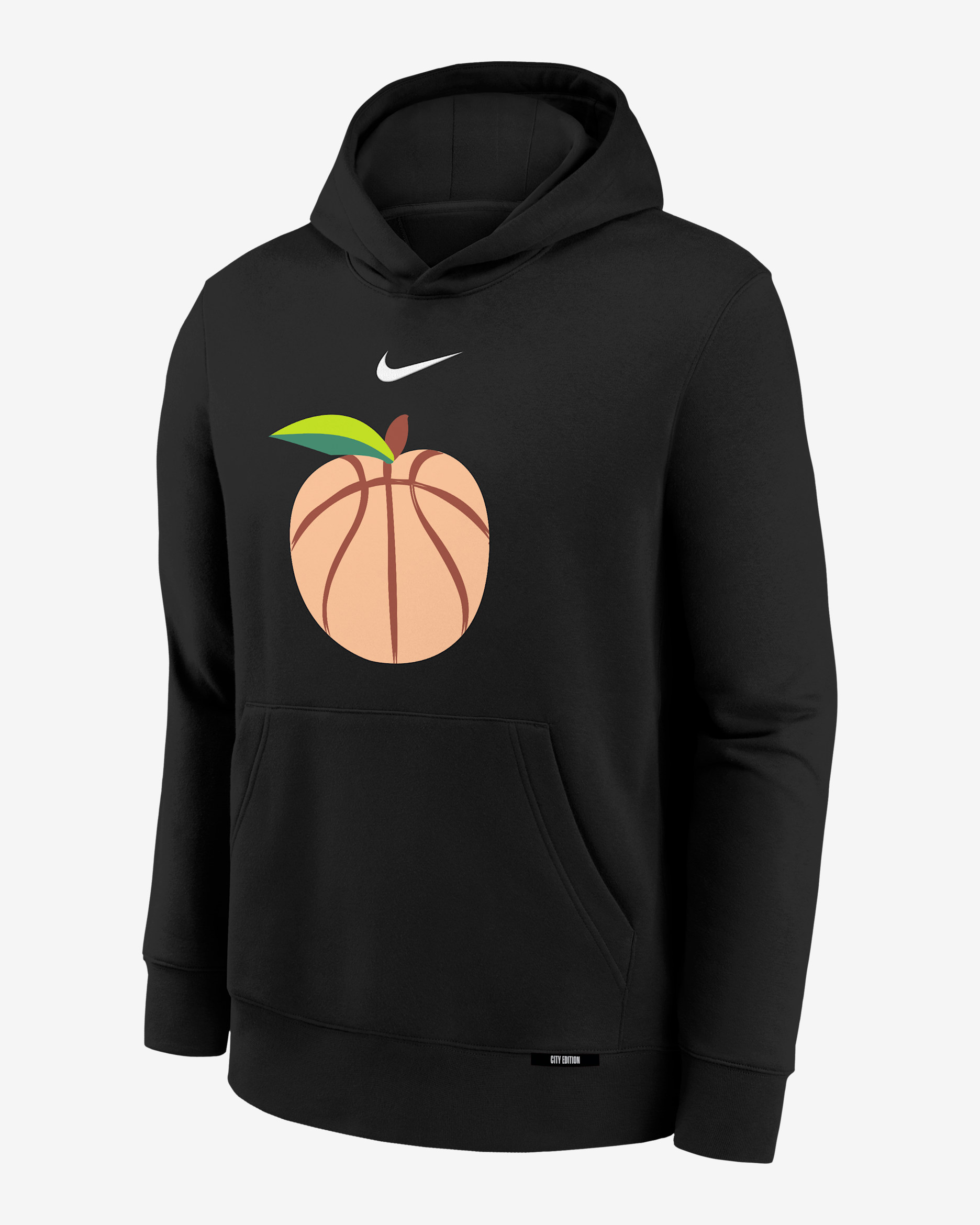 Sudadera con gorro de tejido Fleece para niños talla grande Atlanta Hawks Club Fleece City Edition - Negro