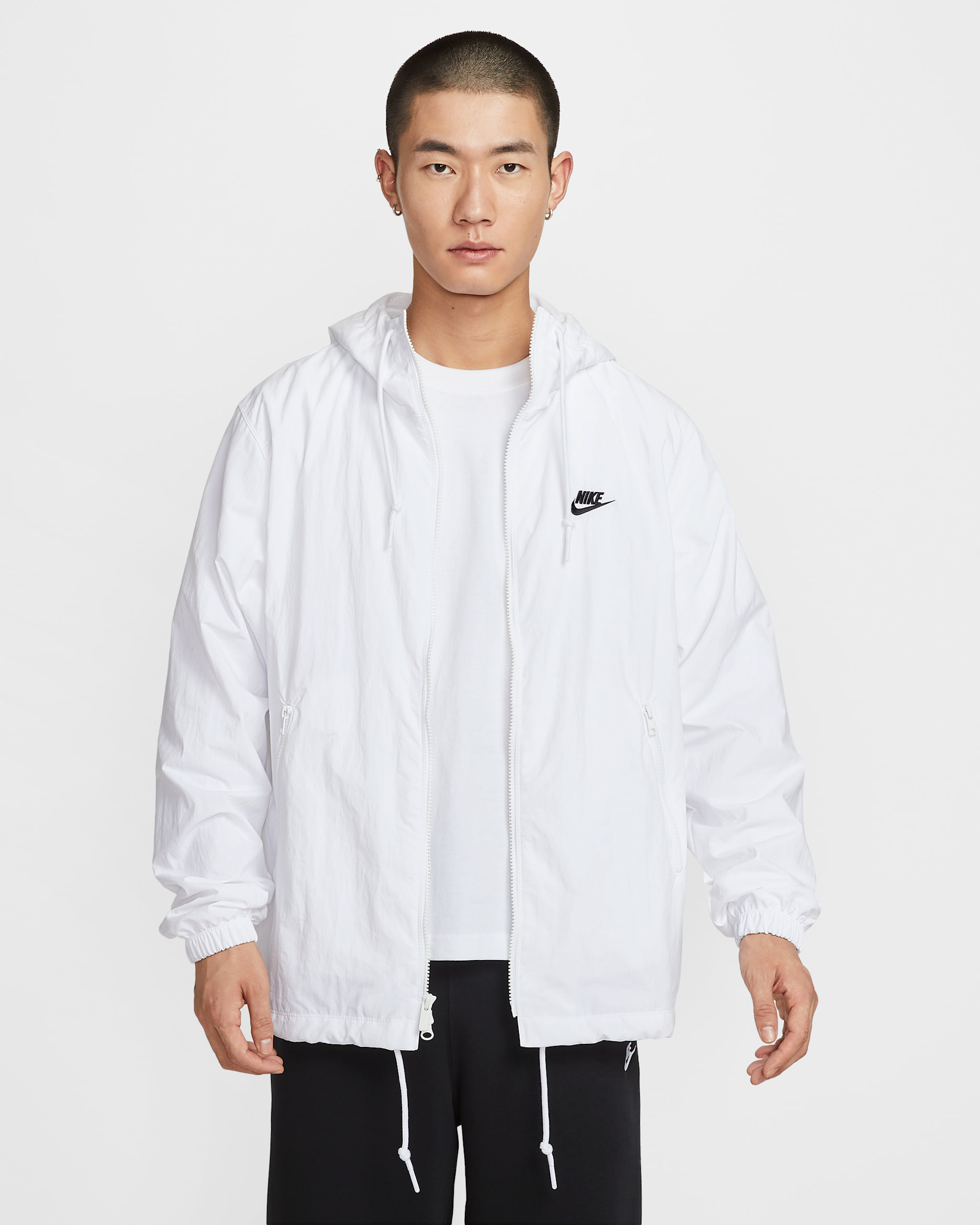 ナイキ クラブ メンズ フルジップ ウーブン ジャケット - ホワイト/ブラック