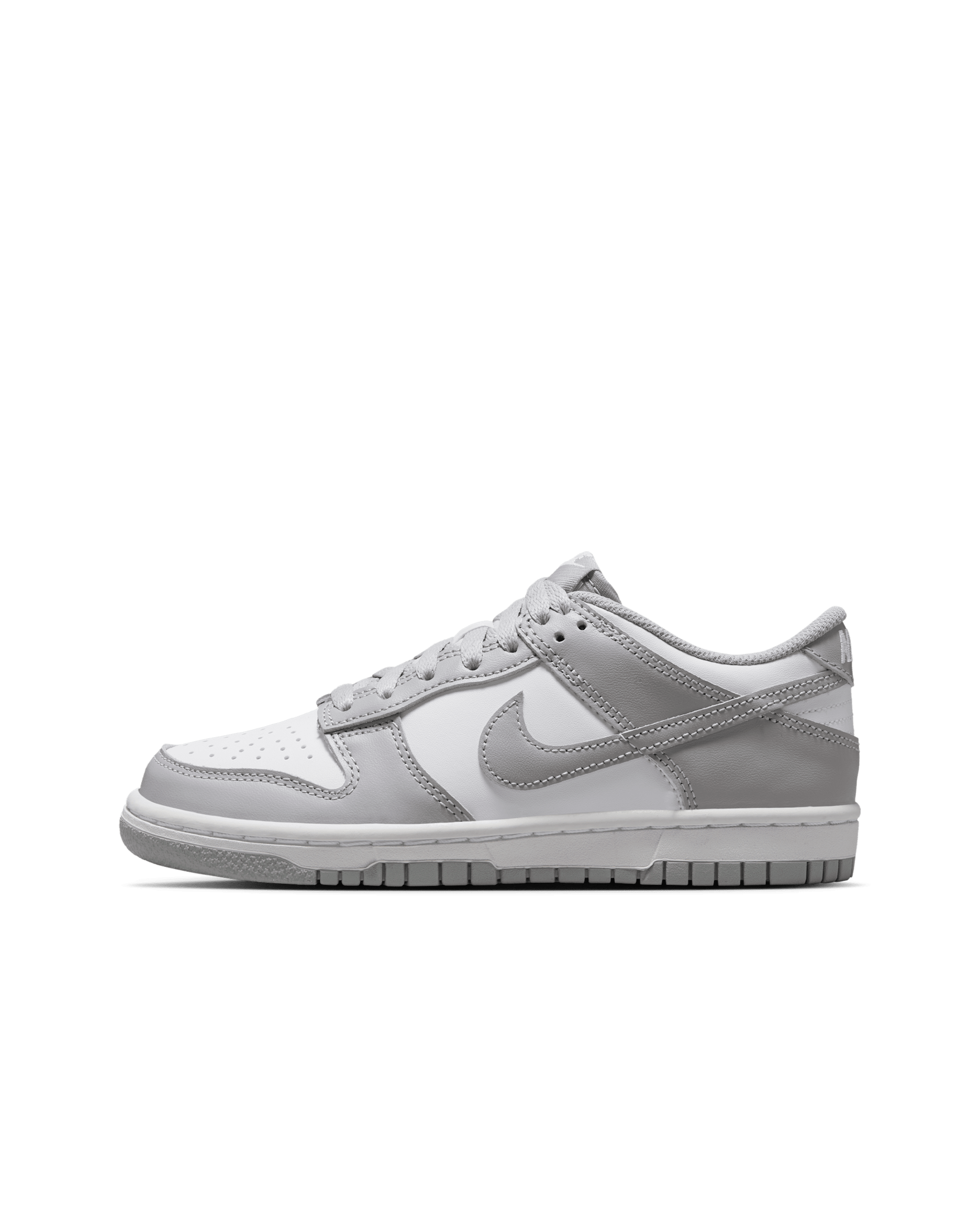 Nike Dunk Low Big Kids' Shoes - White/White/Light Smoke Grey