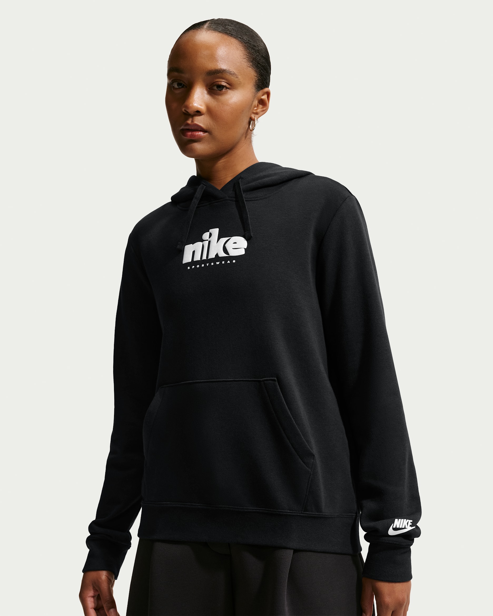 Nike Sportswear Club Fleece Women's Graphic Pullover Hoodie - Black/White
