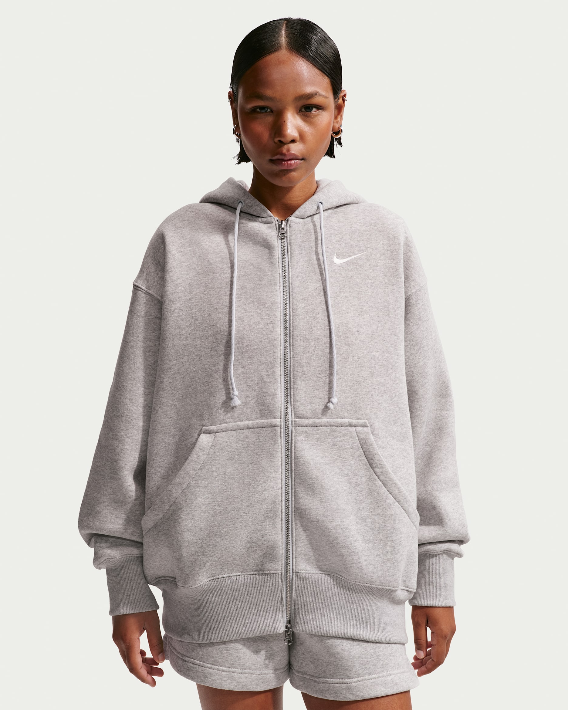 Nike Sportswear Phoenix Fleece Women's Oversized Full-Zip Hoodie - Pure Platinum/Heather/Sail