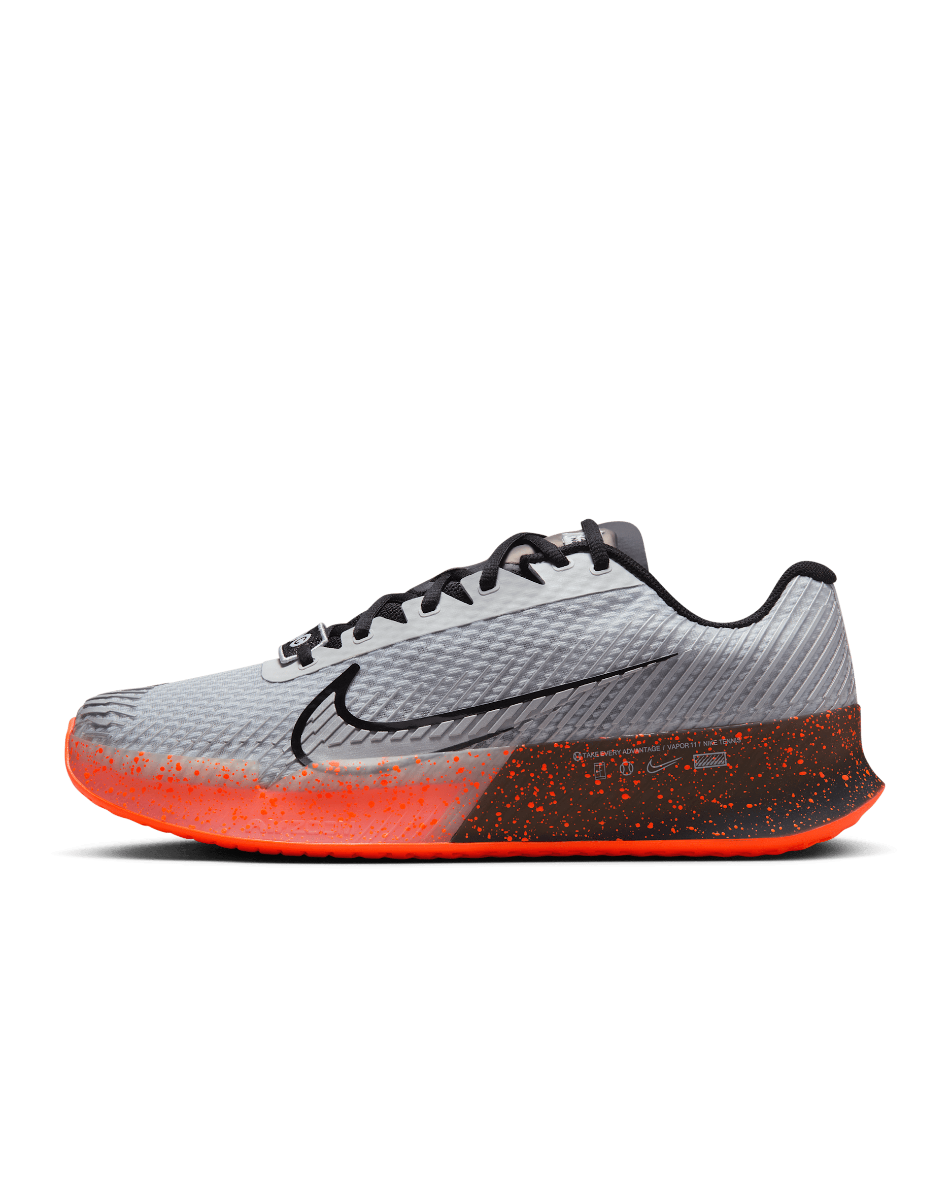 NikeCourt Vapor 11 HC Premium Men's Hard Court Tennis Shoes - Pure Platinum/Black/Hyper Crimson/Metallic Silver