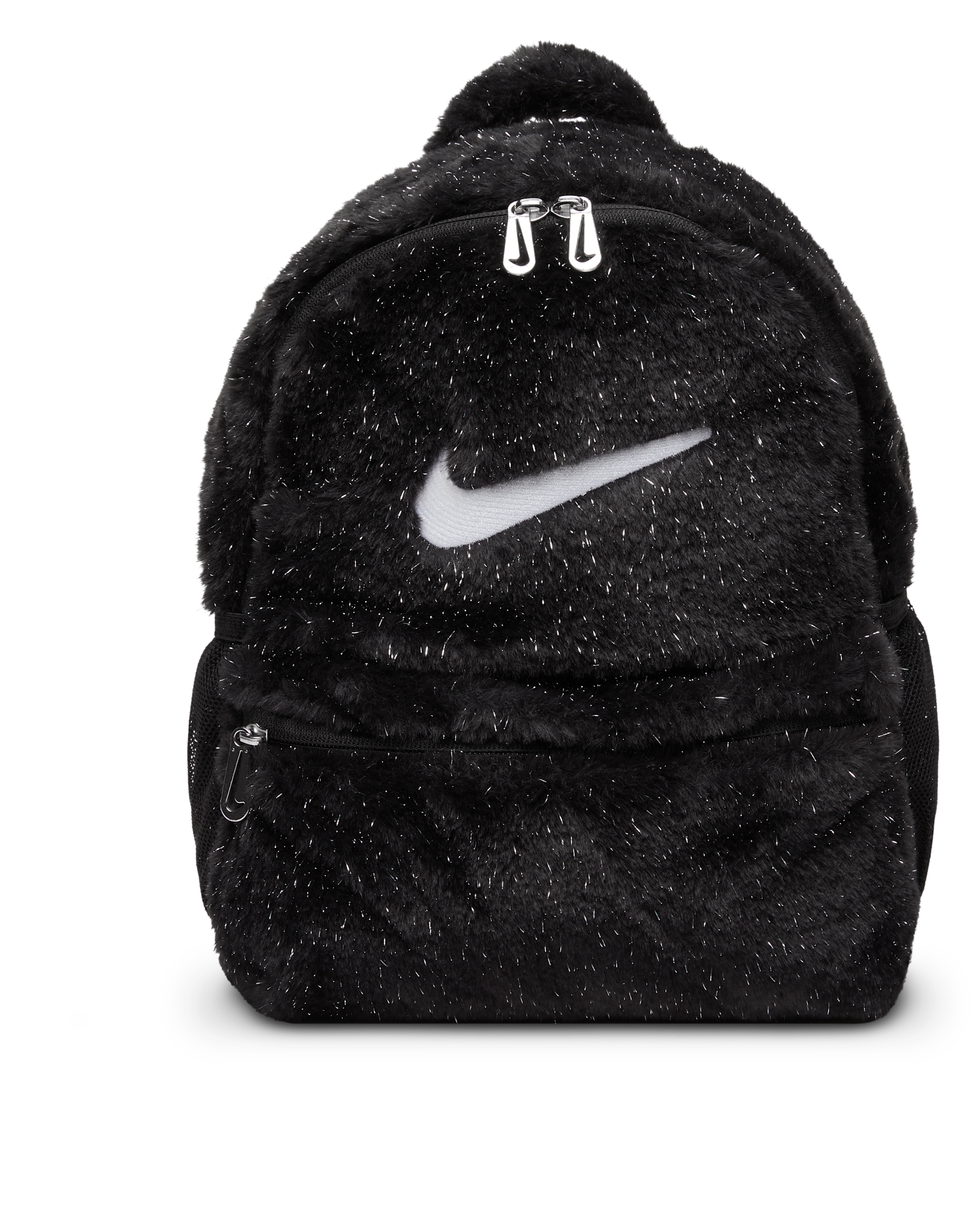 Nike Older Kids' Faux Fur Backpack (11L) - Black/Black/White