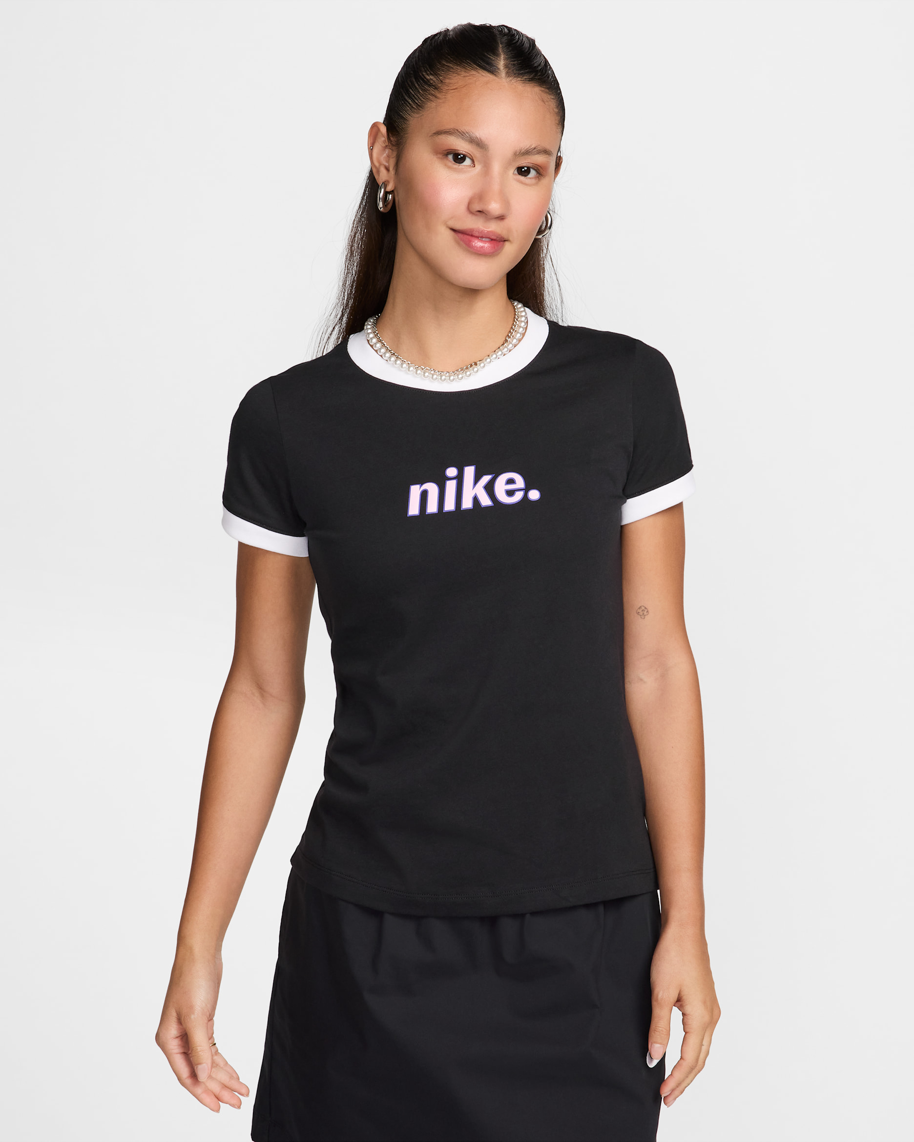Nike Sportswear Women's Ringer T-Shirt - Black/White/White