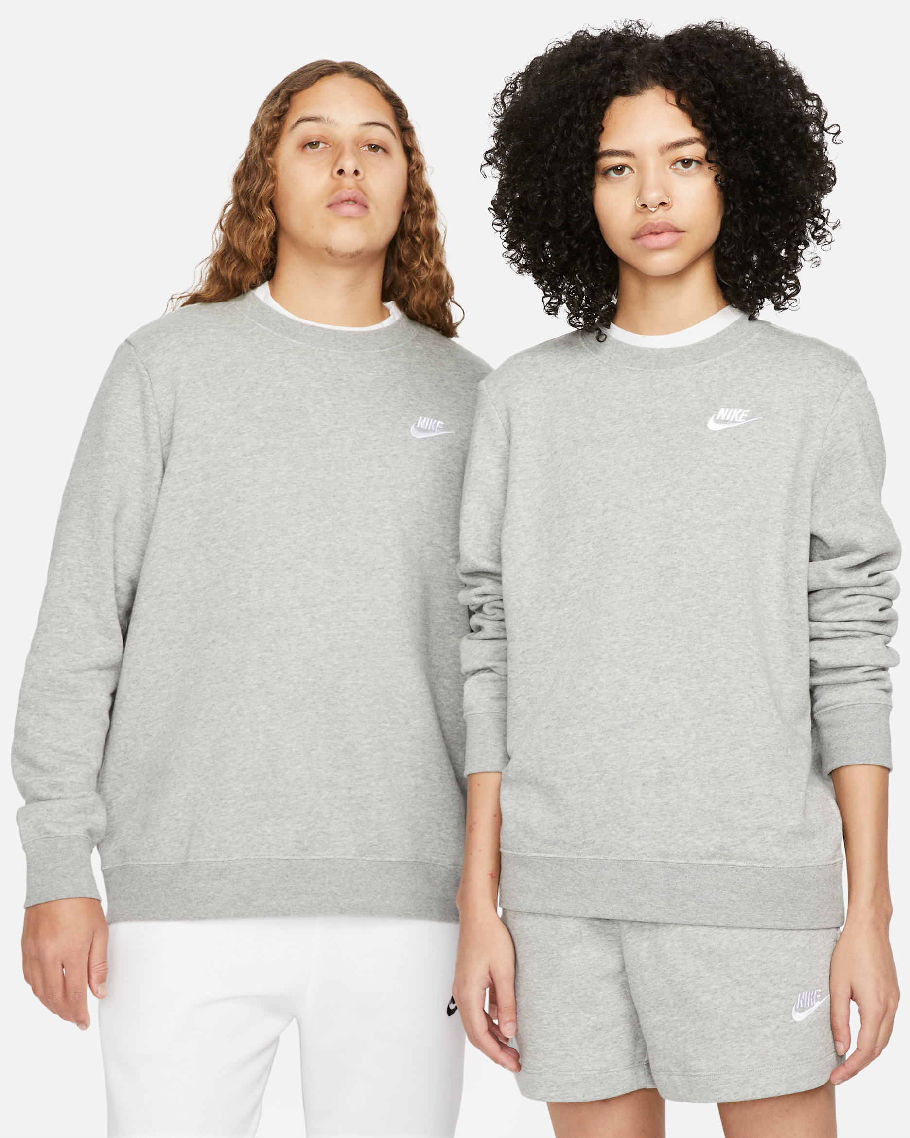 Nike Sportswear Club Fleece Women's Crew-Neck Sweatshirt - Dark Grey Heather/White
