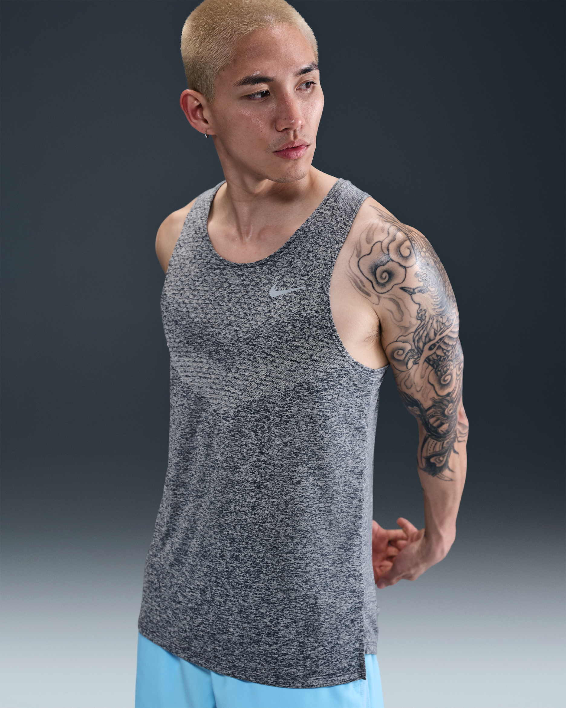 Nike Stride Men's Dri-FIT ADV Running Tank Top - Thunder Blue/Heather