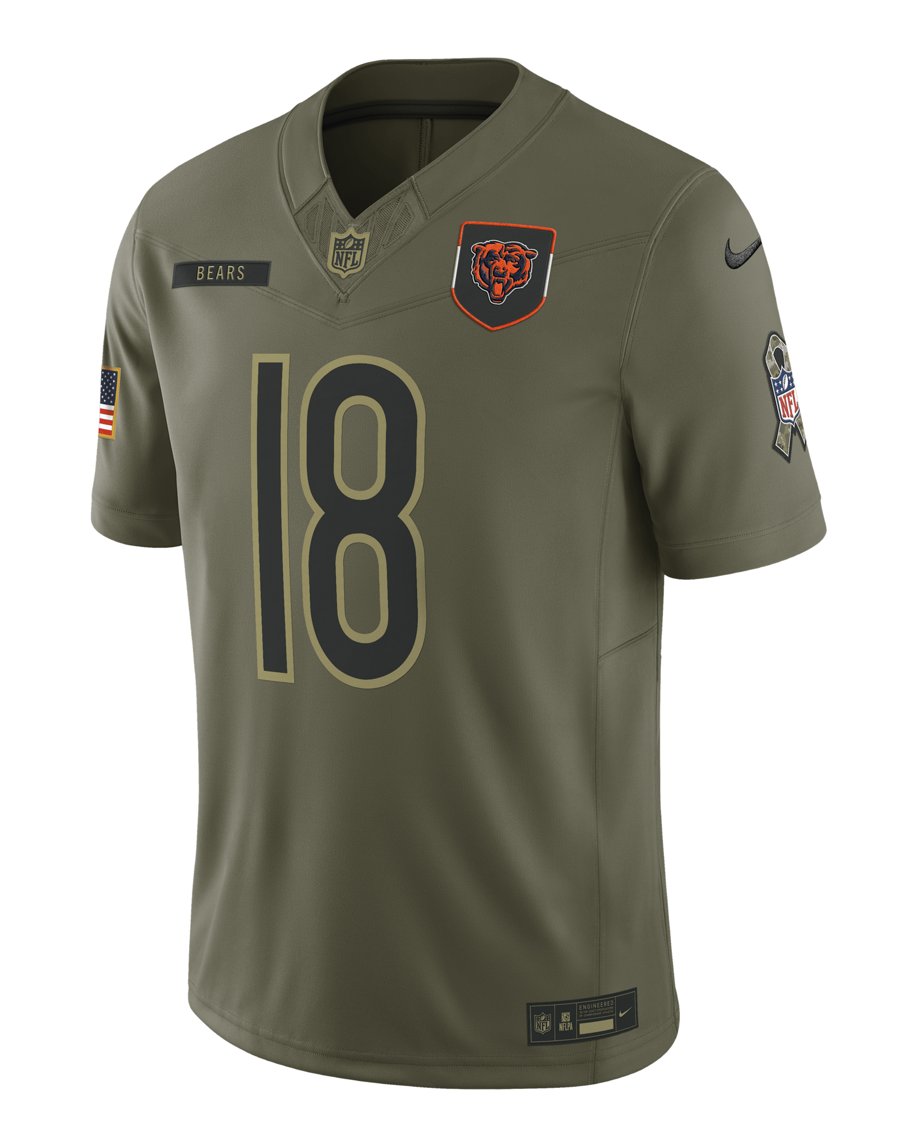 Caleb Williams Chicago Bears Salute to Service Men's Nike Dri-FIT NFL Limited Jersey - Medium Olive