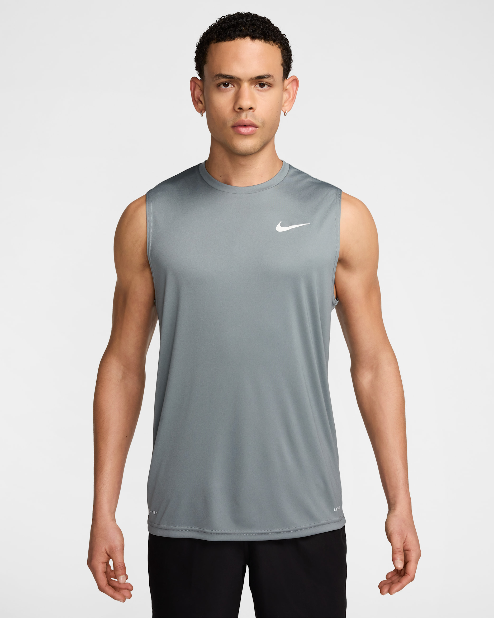 나이키 에센셜 남성 민소매 하이드로가드 수영 셔츠 - 쿨 그레이/화이트