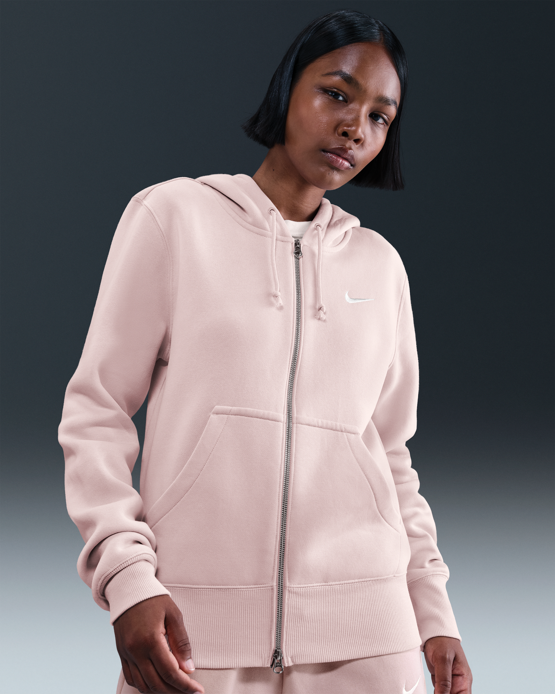Sweat à capuche et zip Nike Sportswear Phoenix Fleece pour femme - Silt Red/Sail