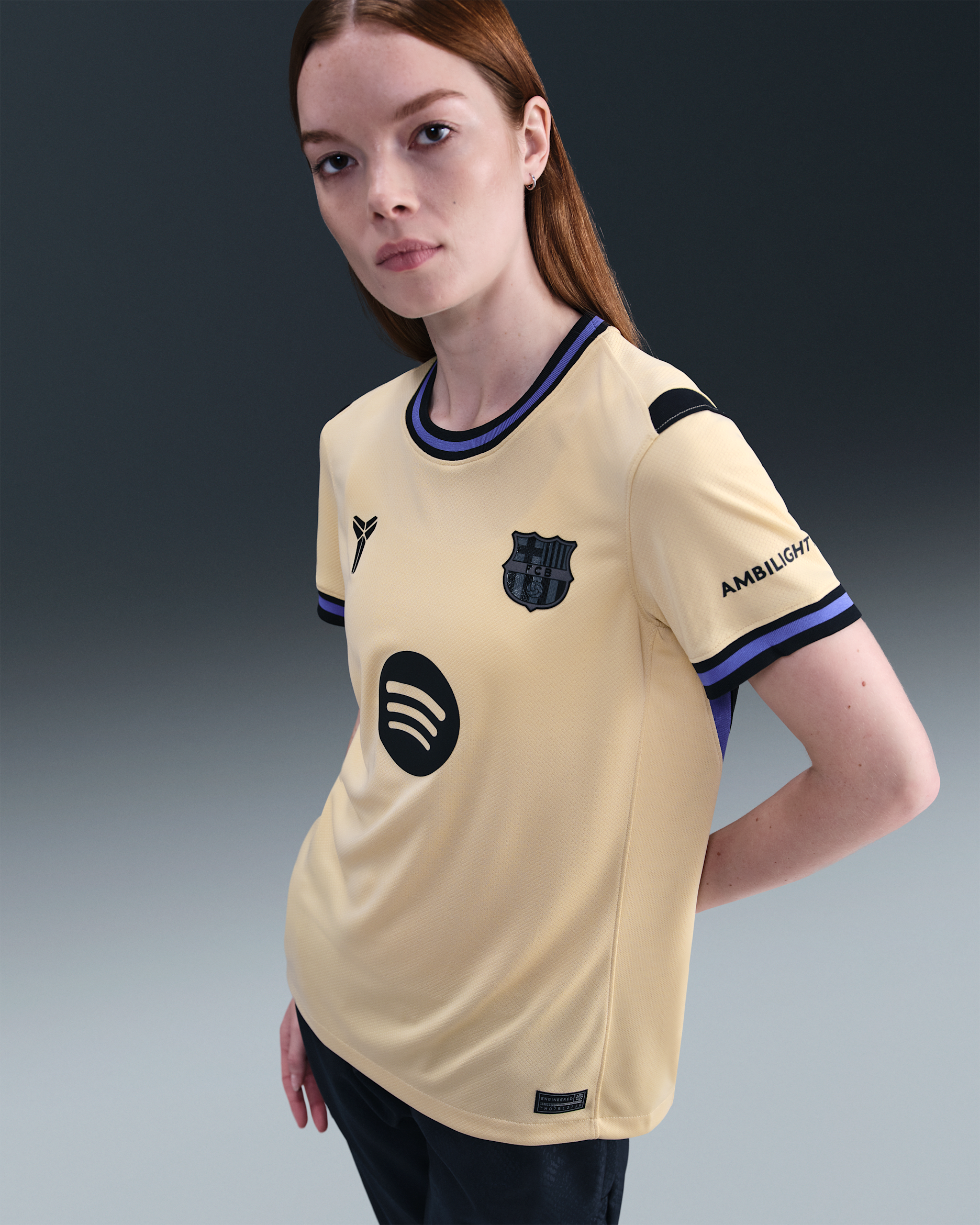 FC Barcelona 2025/26 Stadium Away Women's Kobe Dri-FIT Soccer Replica Jersey - Team Gold/Team Gold/Persian Violet/Black