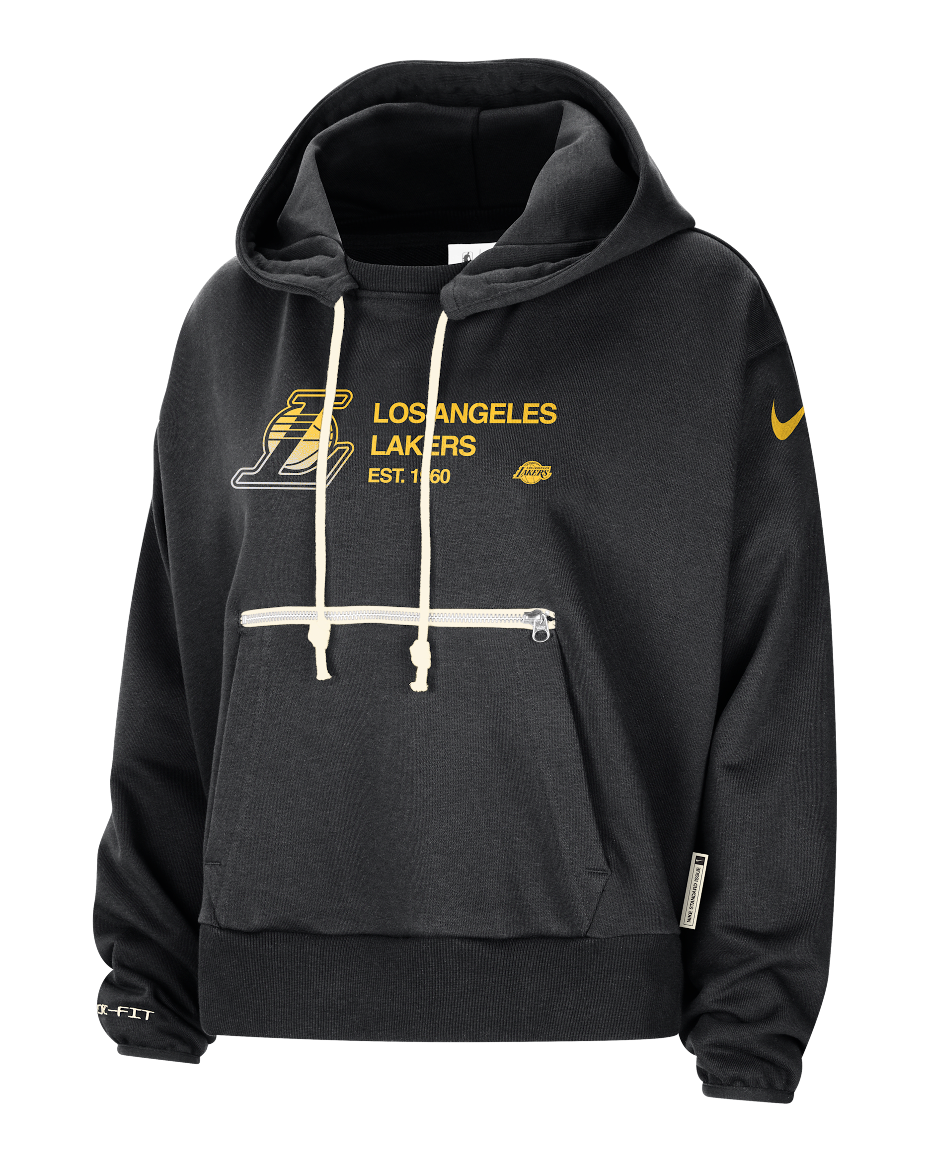 Los Angeles Lakers Standard Issue Women's Nike Dri-FIT NBA Pullover Hoodie - Black/Amarillo