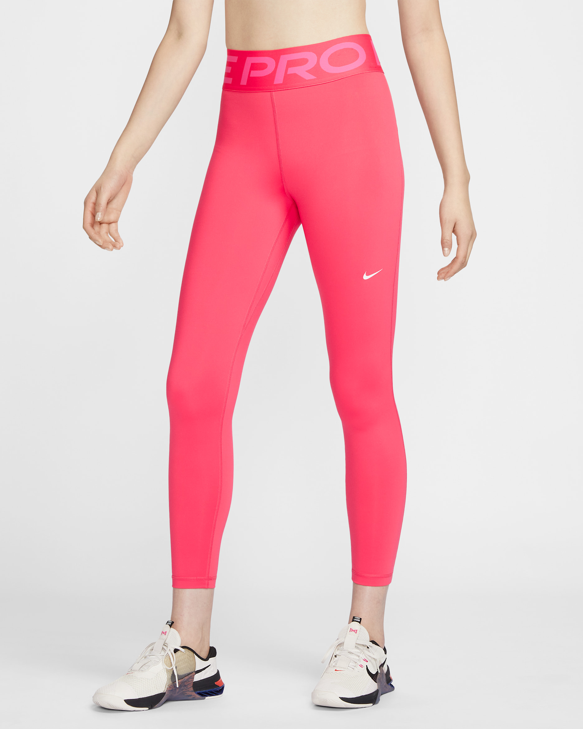 เลกกิ้งขายาวเอวสูงผู้หญิง Nike Pro Sculpt - Aster Pink/ขาว